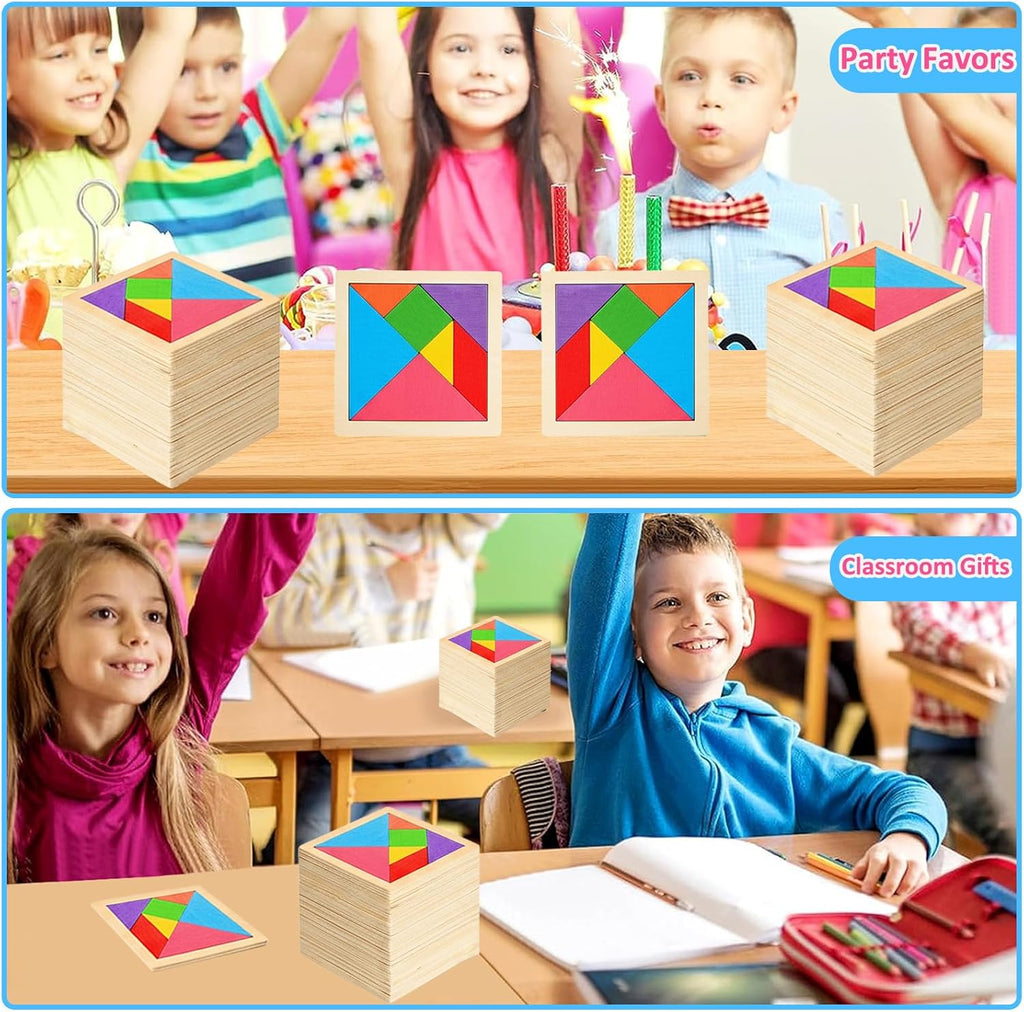 30 Pack Tangram Puzzle Wooden Kids Party Favors, Goodie Bags Stuffers for Kids, Return Gifts for Birthday Party, Classroom Prizes Rewards Bulk Gifts for Students