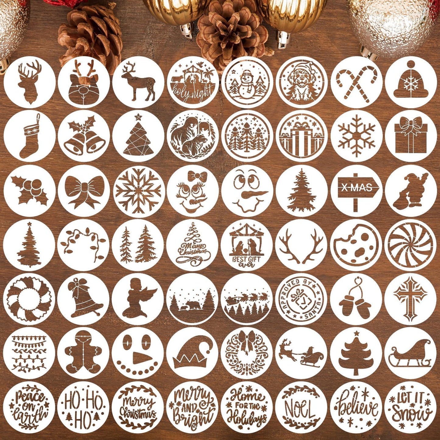 Small Christmas Stencils for Painting on Wood 3” Christmas Stencils for Crafts Reusable Snowman Santa Believe Holiday Draw Templates for Christmas Tree Canvas Window Decor