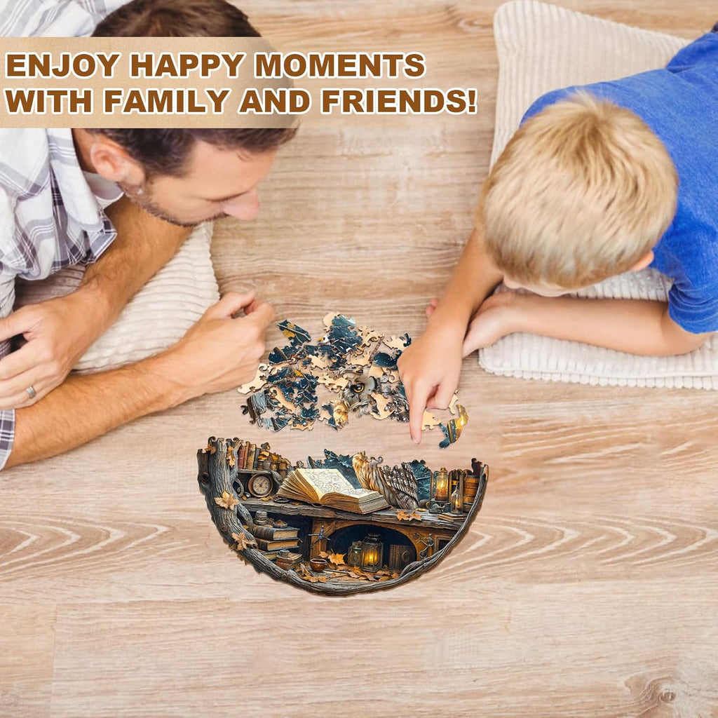 WOODBESTS Wooden Puzzles for Adults - Moonlit Owl Wooden Jigsaw Puzzle, Unique Animal Wood Puzzles Adult, Xmas Puzzle Gifts for Puzzles Lovers(200 Pcs, M, 11.4"x11.4")