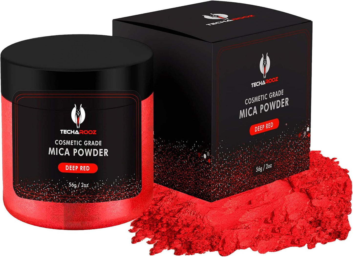 Deep Red Mica Powder for Epoxy Resin 56g / 2oz. Jar - TECHAROOZ 2 Tone Resin Dye Color Pigment Powder for Lip Gloss, Nails, Colorant for Slime Bath Bombs Soap Making Flag Red
