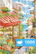 MOMIBOOK Jigsaw Puzzles 1000 Pieces Puzzle for Adults of Sea Breeze Florist, Painting Image Seaside Flower Shop Difficult Challenging Hard Impossible Puzzle Unique Christmas Birthday Gifts