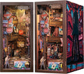 Cutefun Book Nook Kit - DIY Miniature Dollhouse Kit for Adults and Teens, Bookend Mini House Building Kit with LED, 3D Wooden Puzzle for Beginner Creative Gifts (The Long Goodbye)