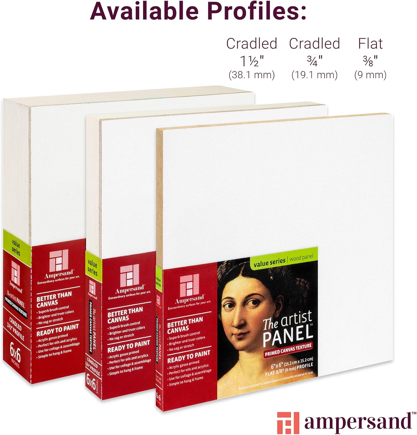 Ampersand Art Supply Wood Gesso Art Painting Panel: Canvas Texture, 3/4 Inch Cradle, 4" x 4"