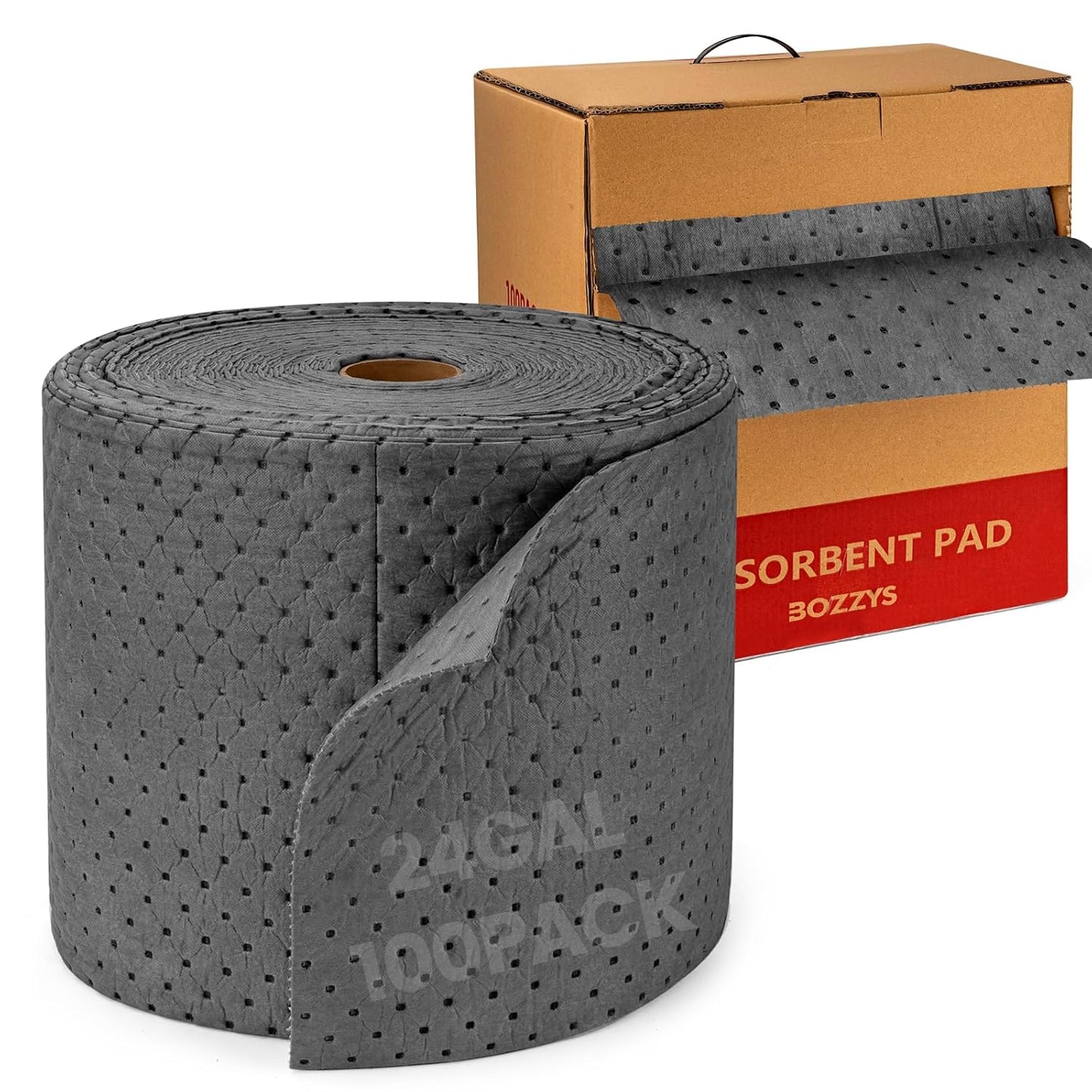 Universal Absorbent Pads Roll | 16"x20" Water Absorbent Mat 100-Pack | Industrial Spill Control for Liquids Leak(24 Gal/Box) | Oil Absorbing Rolls