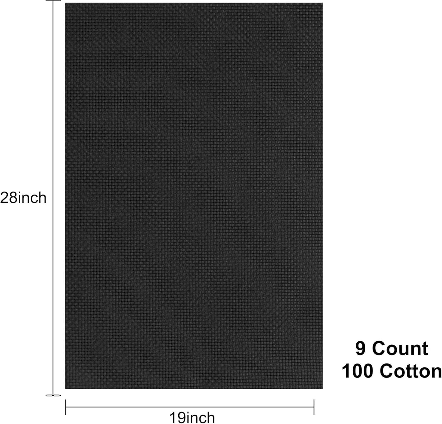 Aida Cloth 9 Count Cross Stitch Fabric,19×28inch (9CT,Black)