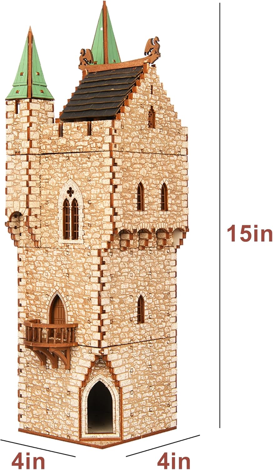 The Great Tower P- Medieval Castle - DIY Wooden Building Kit Crafts for Adults, Puzzle Wood Model Kit - Laser Cut Wooden Puzzle Architecture & Engineering Assembly Set - Hobby building kit - Realistic
