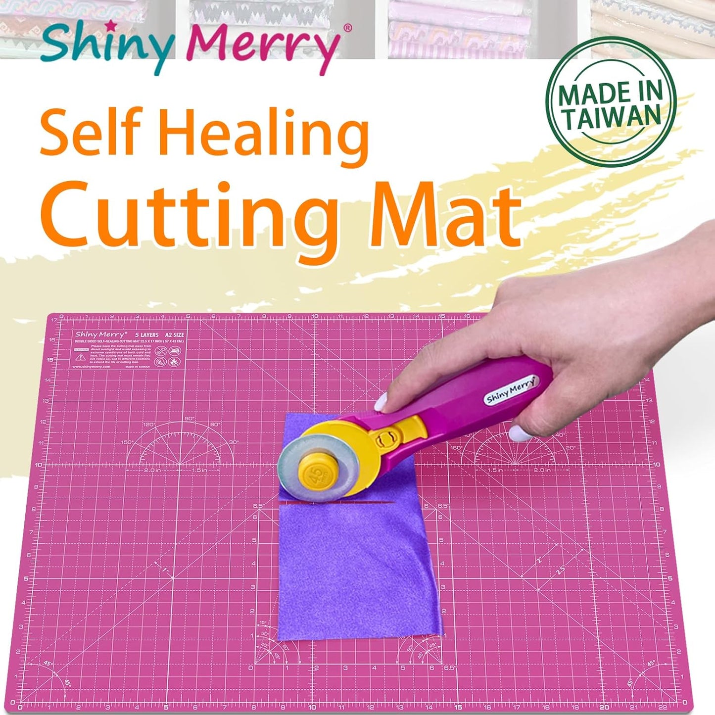 Self Healing Cutting Mat A1 24"x36" – Double Sided 5-Ply Craft Mat for Sewing, Quilting, Fabric, Scrapbooking – Pink/Purple