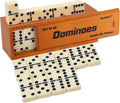 Dominos Set for Adults, Jumbo Size Double 6 Dominoes Set, Classic Board Game for Adults and Elderly, Double Six Thick Size Domino with Spinner 28 Tiles in Exclusive Brown Wooden Box.