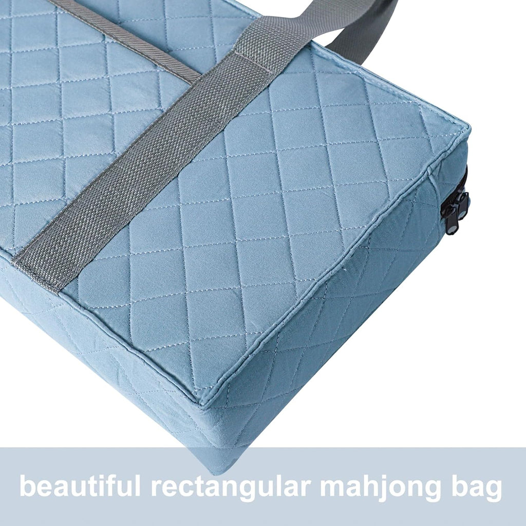 ZGME American Mahjong Set,166 White Tiles with Blue Rectangular Bag and Accessories,4 All-in-One Mahjong Racks with Pushers,Complete Western Mahjong Set