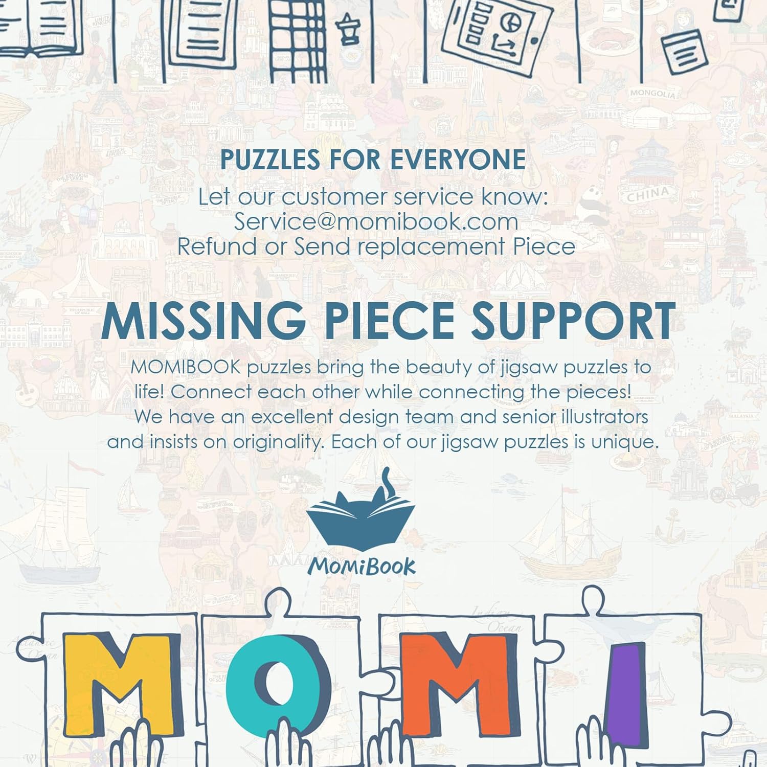 MOMIBOOK Puzzles for Adults 1000 Pieces Jigsaw Puzzles of Journey Through The World, Painting Image World Map Difficult Challenging Impossible Puzzle Unique Funny Party Christmas Birthday Gifts