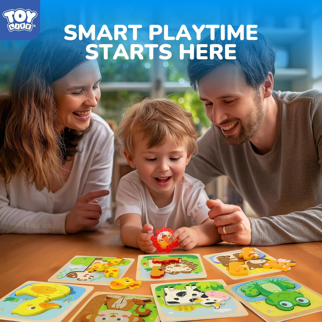 TOY Life Toddler Puzzles Ages 2-4, Wooden Puzzles for Toddlers 1-3, 7 Pcs Animals Puzzle 2 Year Old, Montessori Toddler Boys Girls Toys 2-3, Educational Gift Learning Toys for 2 Year Old