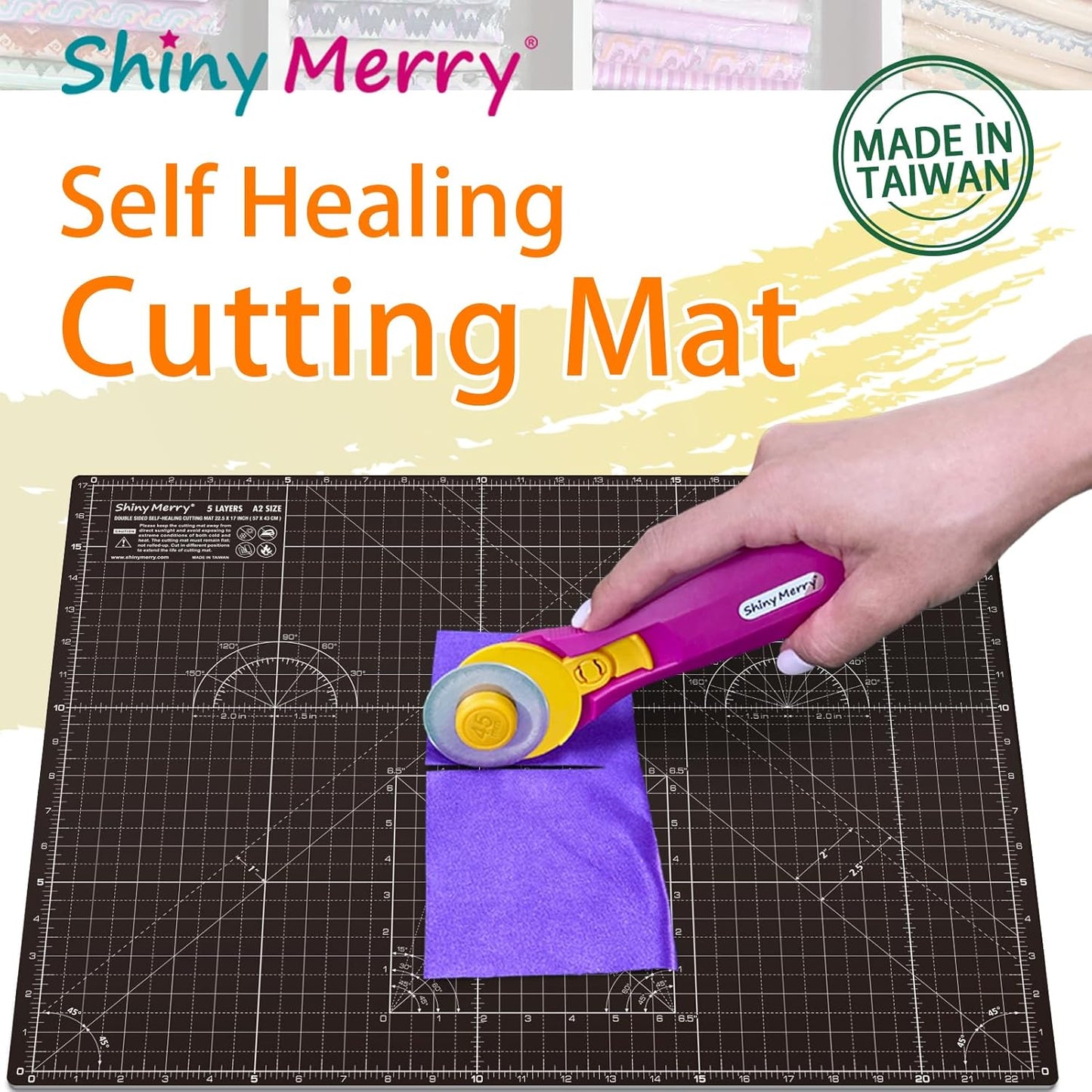 Shiny Merry Self Healing Cutting Mat A0 36"x48" – Double Sided 5-Ply Craft Mat for Sewing, Quilting, Fabric, Scrapbooking – Black/Gray