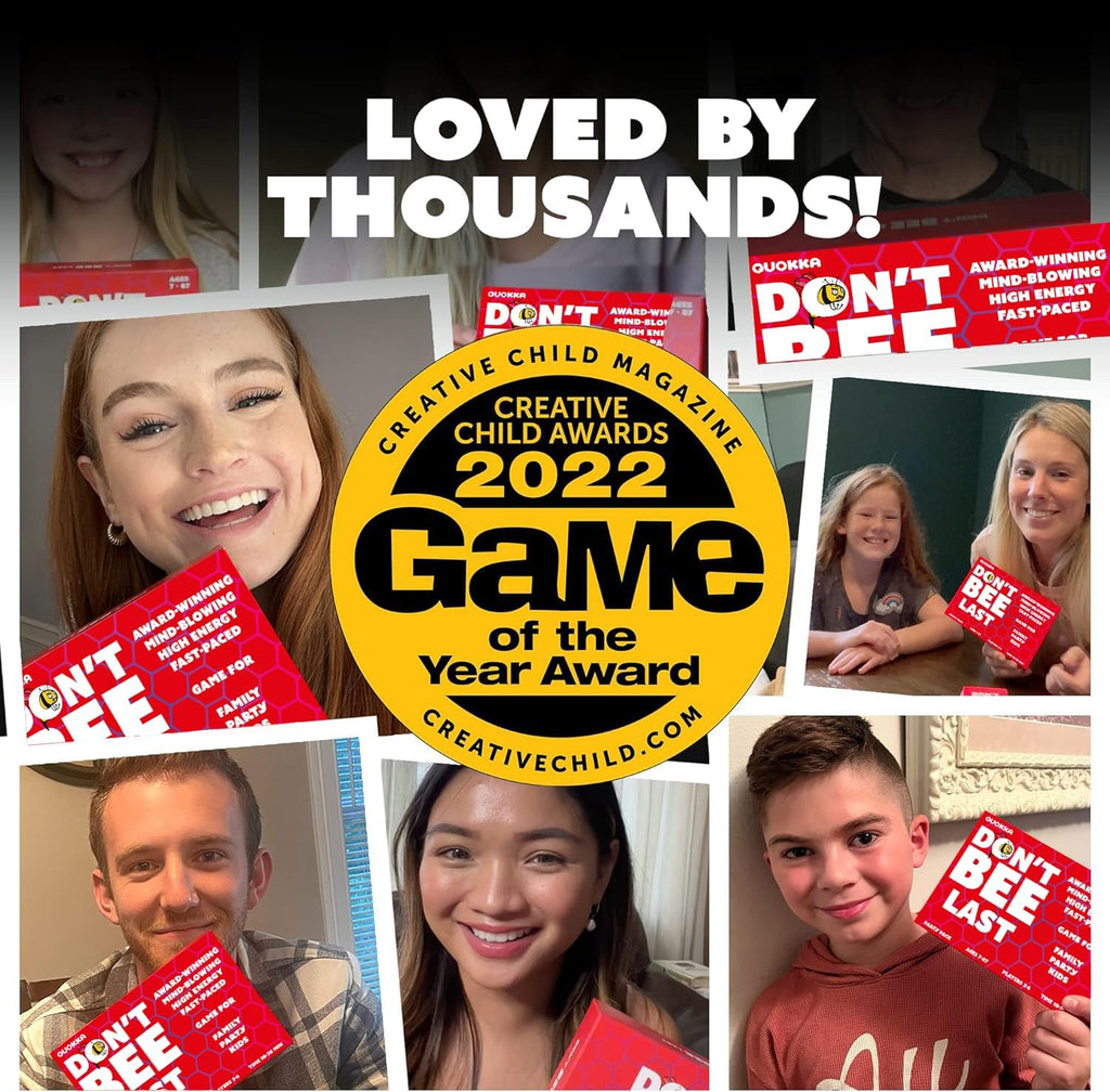 QUOKKA Board Games for Kids 8-12, Family Games for Kids and Adults - Don't Bee Last Party Pack Card Game Ages 6+ - Fast Paced 2-6 Players Easy to Learn - Perfect for Board Games for Family Night