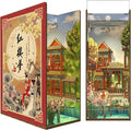 Tonecheer DIY Book Nook Kit for Adults, Wooden 3D Puzzle Bookend Bookshelf Insert Decor, Chinese Booknook Miniature House Kit with Dust Cover and Body Motion Sensor LED Light (Dream of Red Mansions)