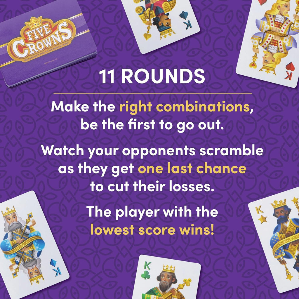 Five Crowns Travel Case Bundle, Cards, Scorecard Included – Card Game for Kids and Adults, Family Game Night, The Game isn’t Over Until the Kings Go Wild!, 5 Suited Rummy Style Card Game, Ages 8+