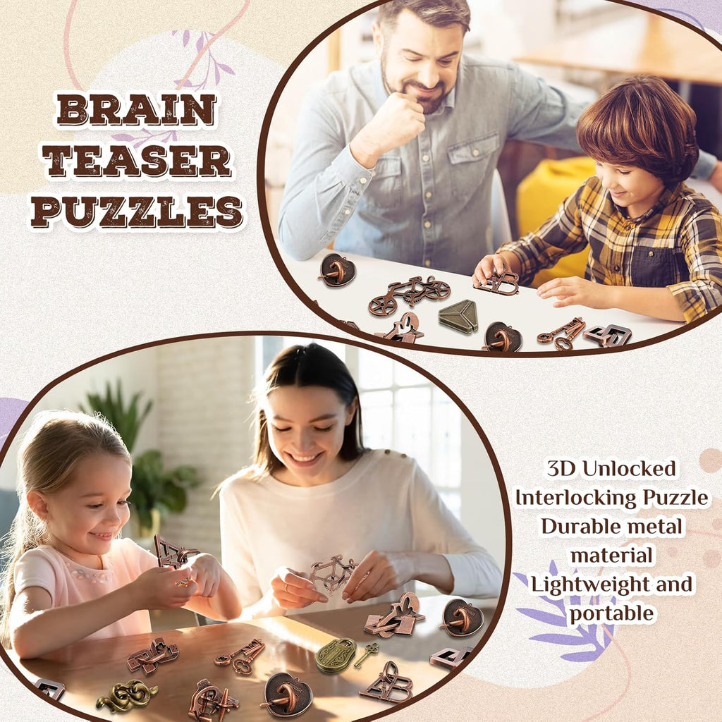 Yilloog 24 Pcs Metal Brain Teaser Puzzles Assortment for Adults Difficult Magic Puzzles Highly Hard Brain Games Iq Logic Test Disentanglement Game for Classroom Mind Challenge(Classic)