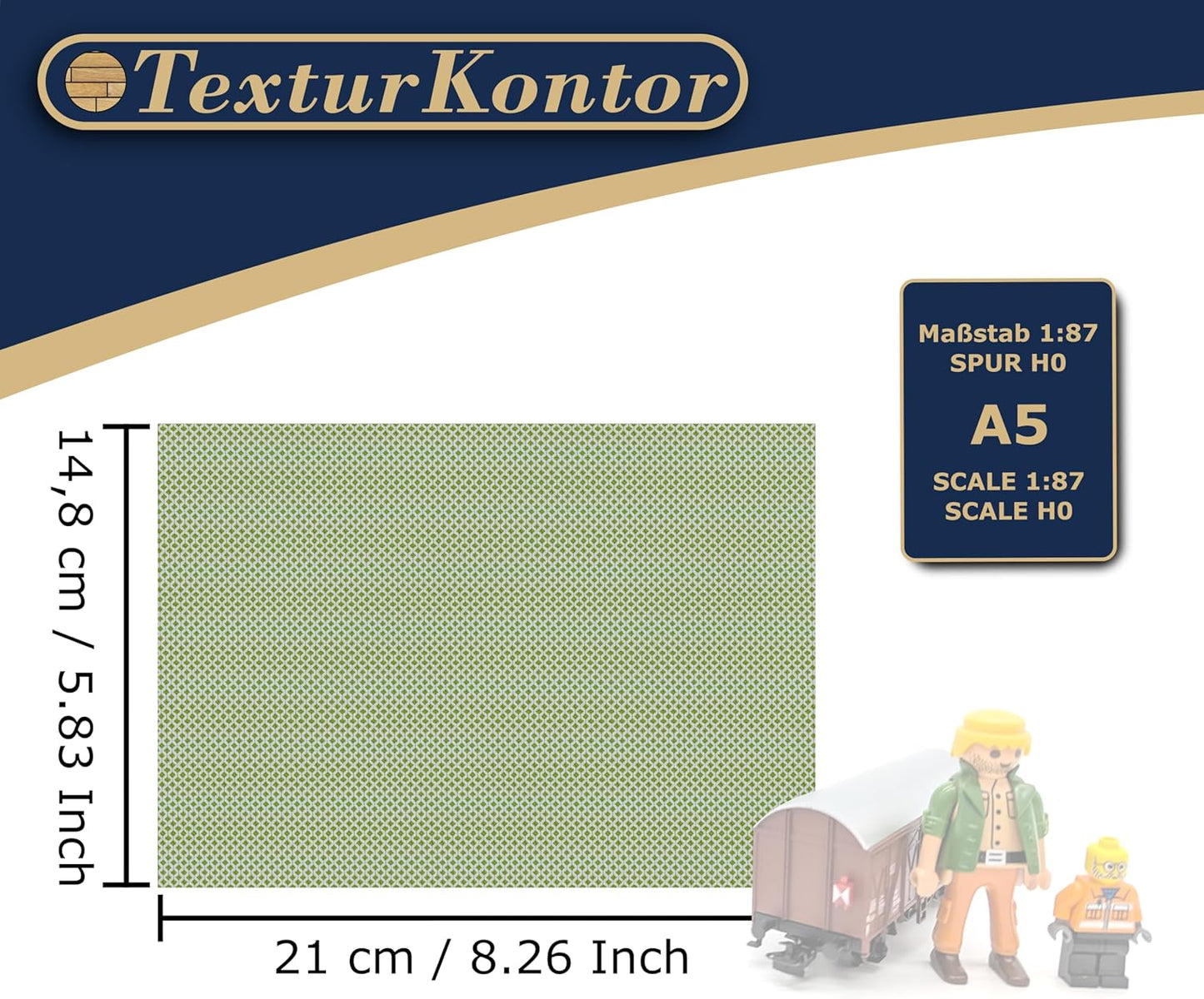 3 Sheets Self-Adhesive Decorative Film Paving Stones and Surfaces for Model Making in Scale 1:87 Scale H0 (UK: 3.5 mm Scale) (Lawn Paving Stones)