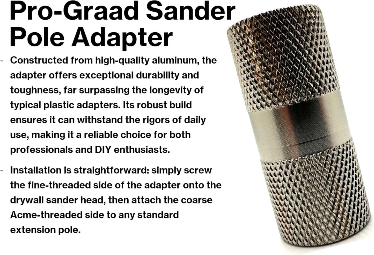 Sanding Pole Adapter, Connect Wood Handles, Telescopic, Multi Purpose Paint Extension to Drywall Standard Sander Head