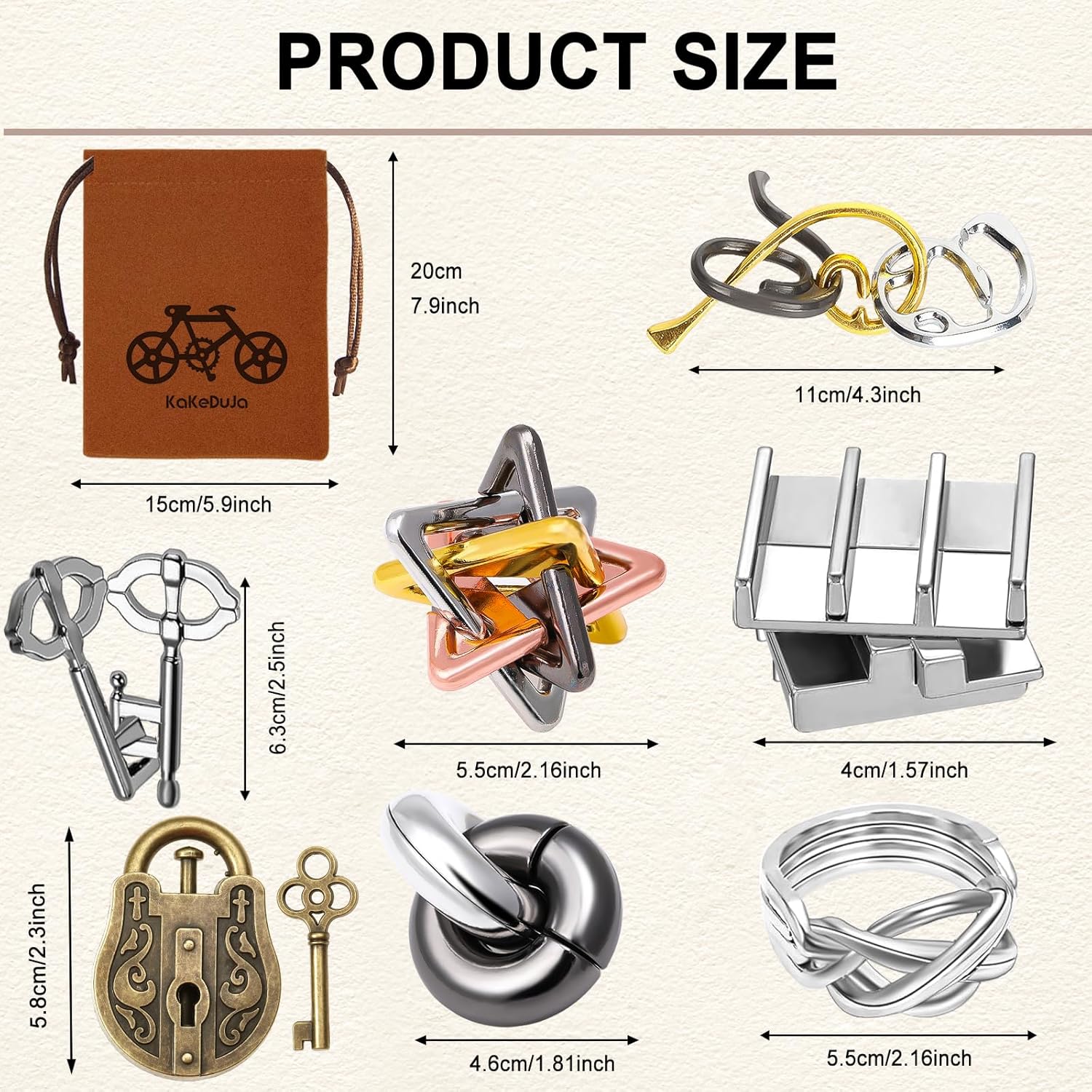 9pcs Metal Puzzle for Adult Disentanglement Puzzles Lock Puzzle Games Set Gift for Adults Teenagers