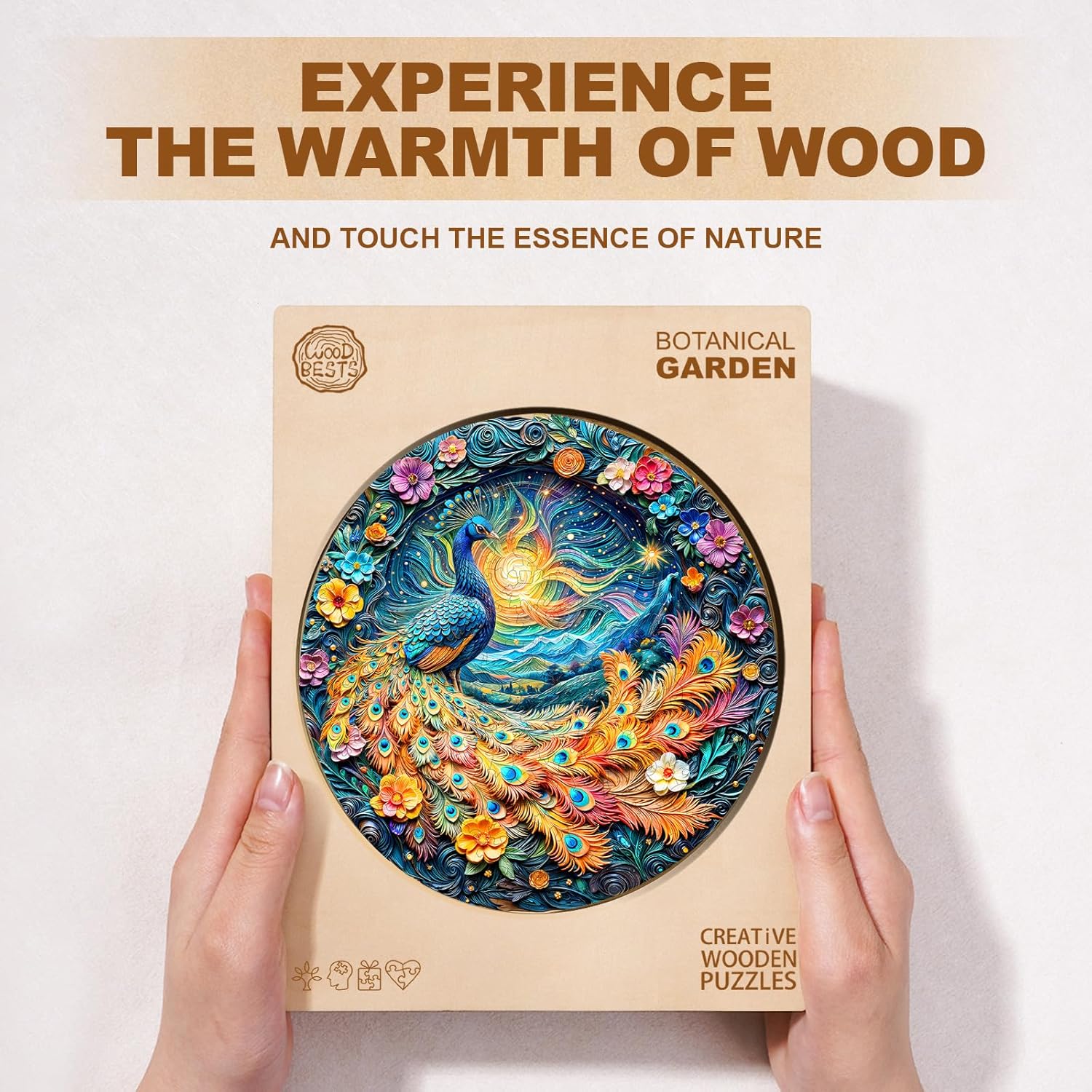 Wooden Puzzles for Adults,Peacock Puzzle, Unique Shaped Wooden Jigsaw Puzzles for Adults, Family Puzzle(11.4 * 11.4 in 200pcs)