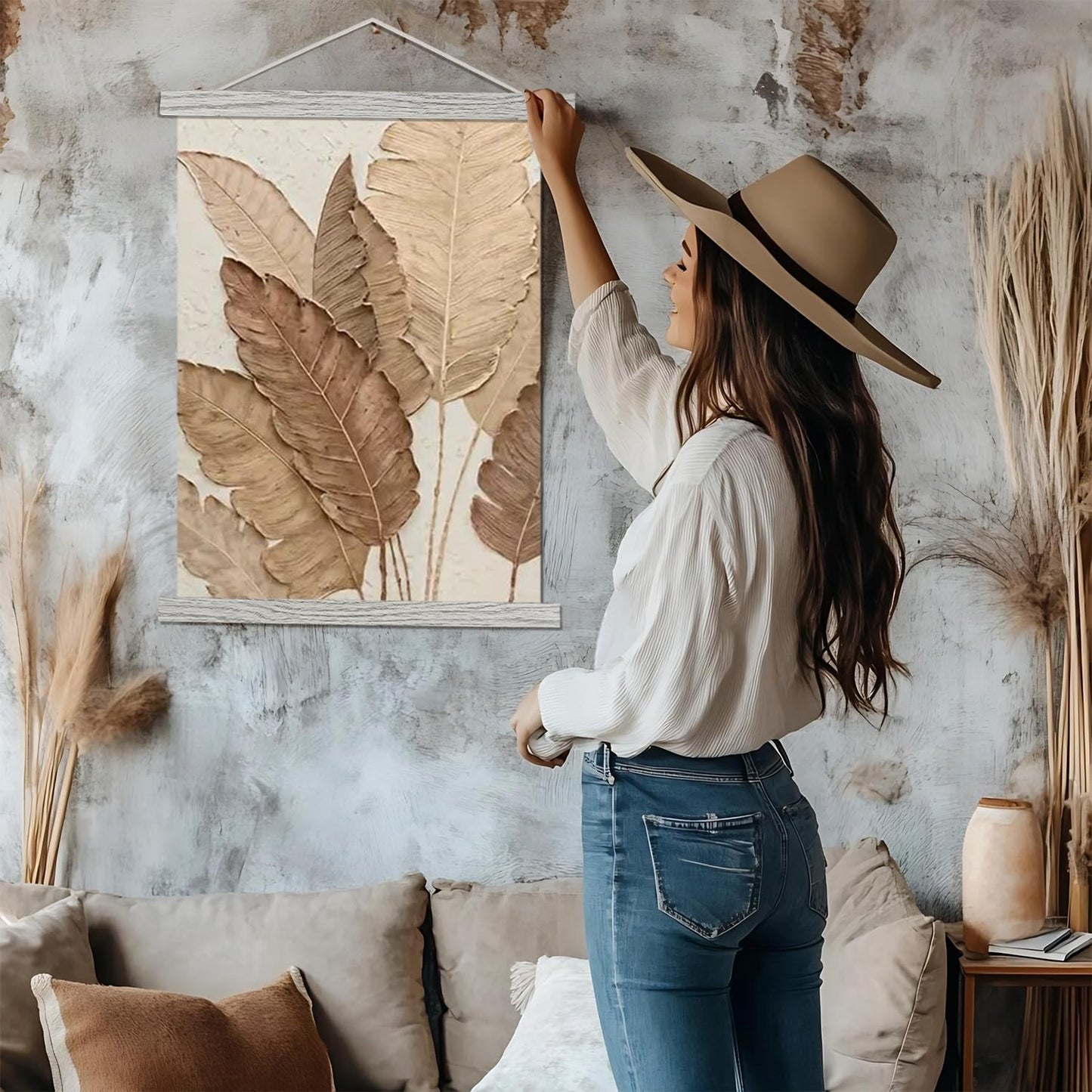 Artmag Magnetic Poster Hanger Frame, 17x22 17x24 17x31 Light Wood Wooden Magnet Canvas Artwork Print Poster Hangers Frames Hanging Kit (Grey, 17")