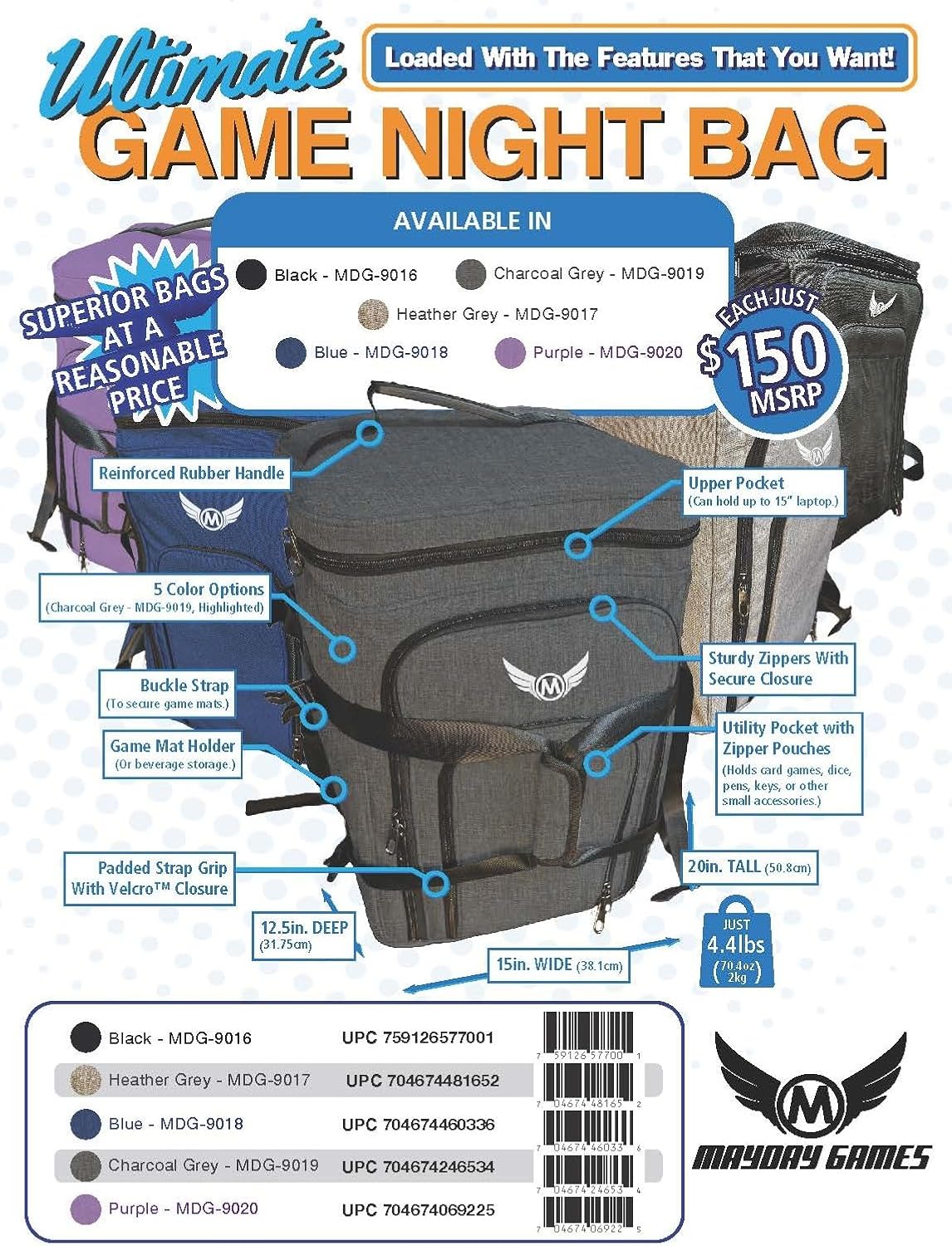 Ultimate Board Game Travel Bag – Durable Storage Case for Up to 10 Games, Water-Resistant, Adjustable Strap & Handles – Perfect for Game Nights, Conventions & Tournaments (Parent) (Blue)