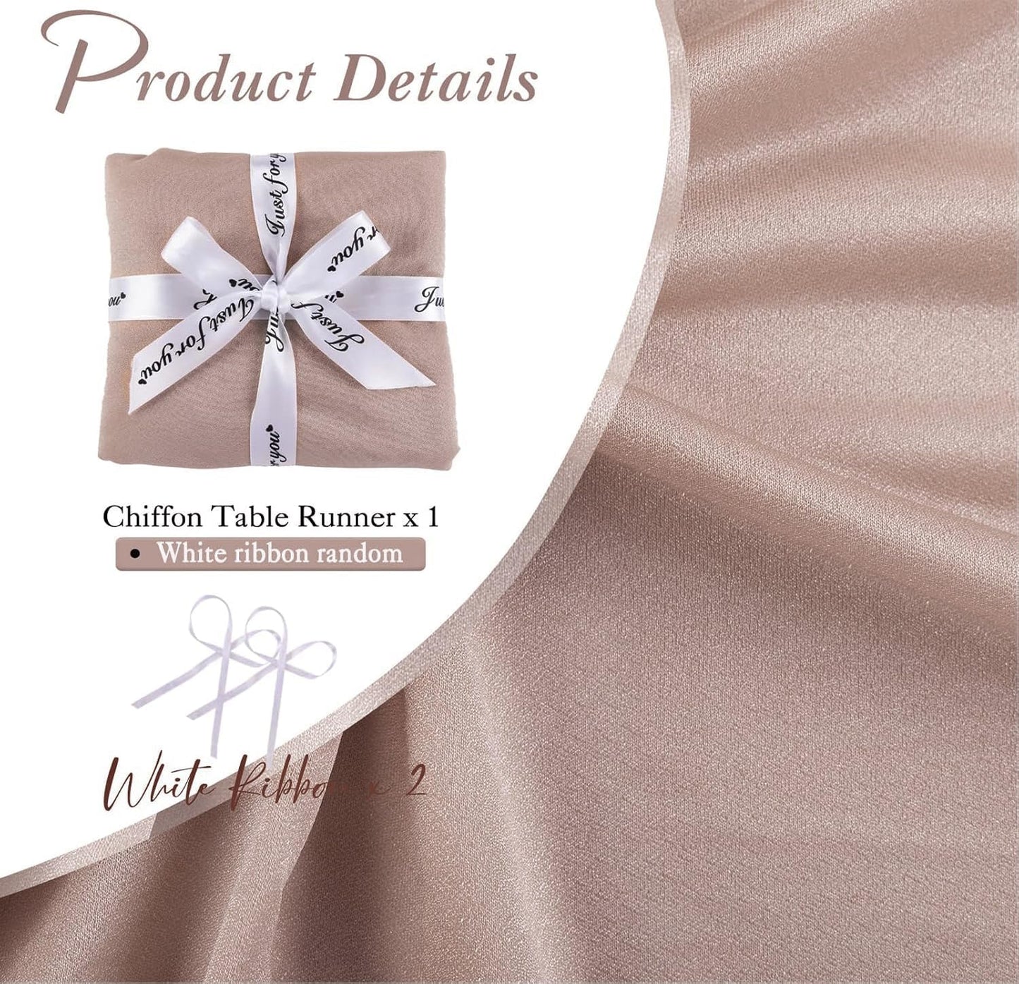 5 Packs Champagne Chiffon Table Runner 30 x 120 Inches Sheer Table Runner 10ft Romantic Chiffon Table Runner for Wedding Decor Birthday Party Bridal Baby Shower Decoration