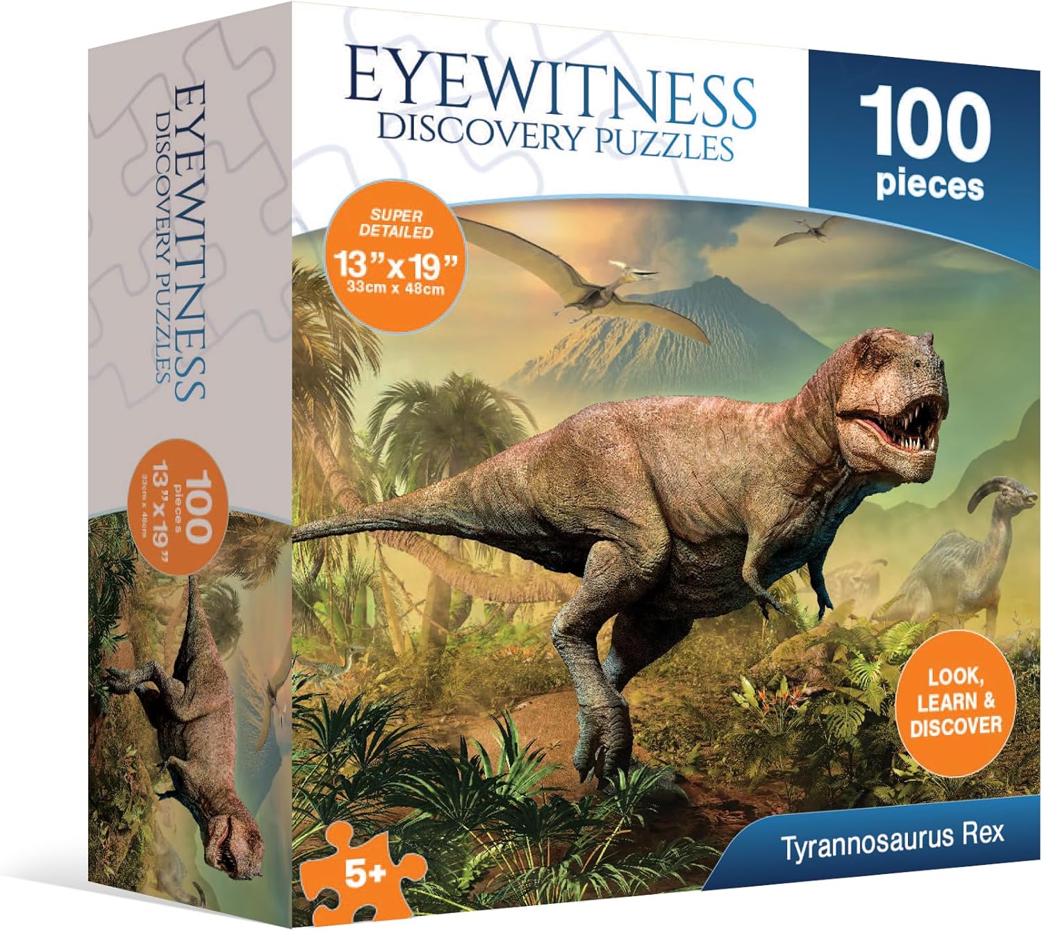 Eyewitness Discovery Puzzle T-Rex Dinosaur, 100 Piece Jigsaw for Kids, Educational Learning Toy for Boys & Girls, Children Ages 5+