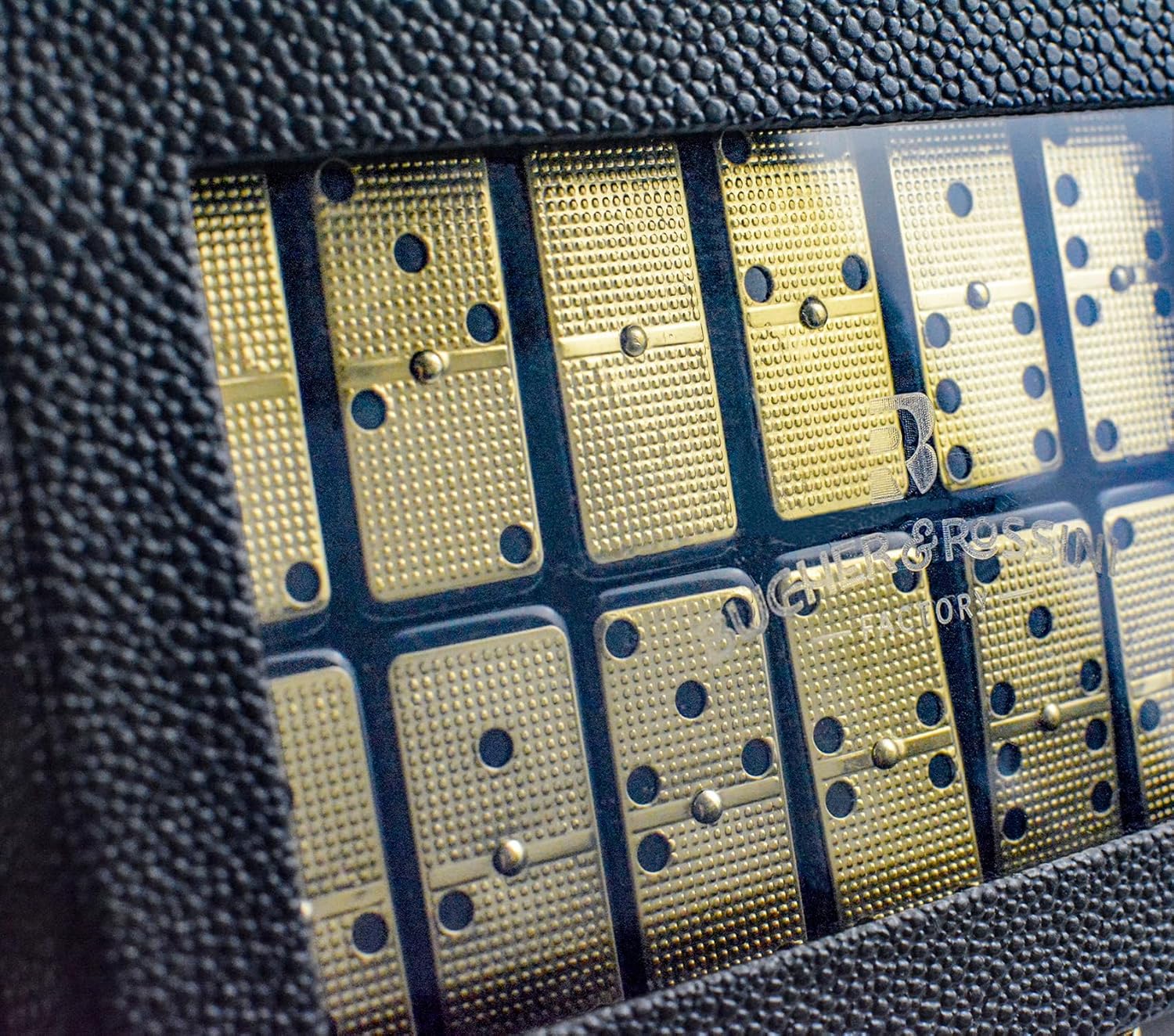 Bucher&Rossini Metal Surface Dominoes Set Double 6 for Adults and Kids - Classic 28Pieces Gold Metal Surface Domino's Game Set Idea Gift Present for Domino Players or Family Game Night