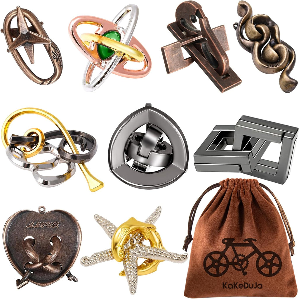 9pcs Metal Puzzle for Adult Disentanglement Puzzles Lock Puzzle Games Set Gift for Adults Teenagers