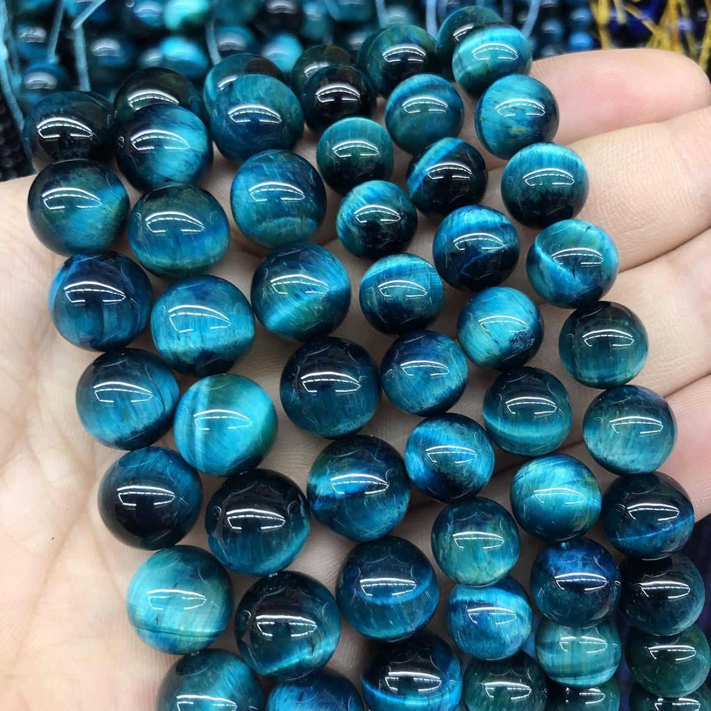 AAA Natural Blue Tiger Eye Gemstone Beads Natural Round Loose Stone Beads for Jewelry Making DIY Bracelet Necklace Earrings 12mm 32pcs 1 Strand 15" (Blue Tiger Eye, 12mm)