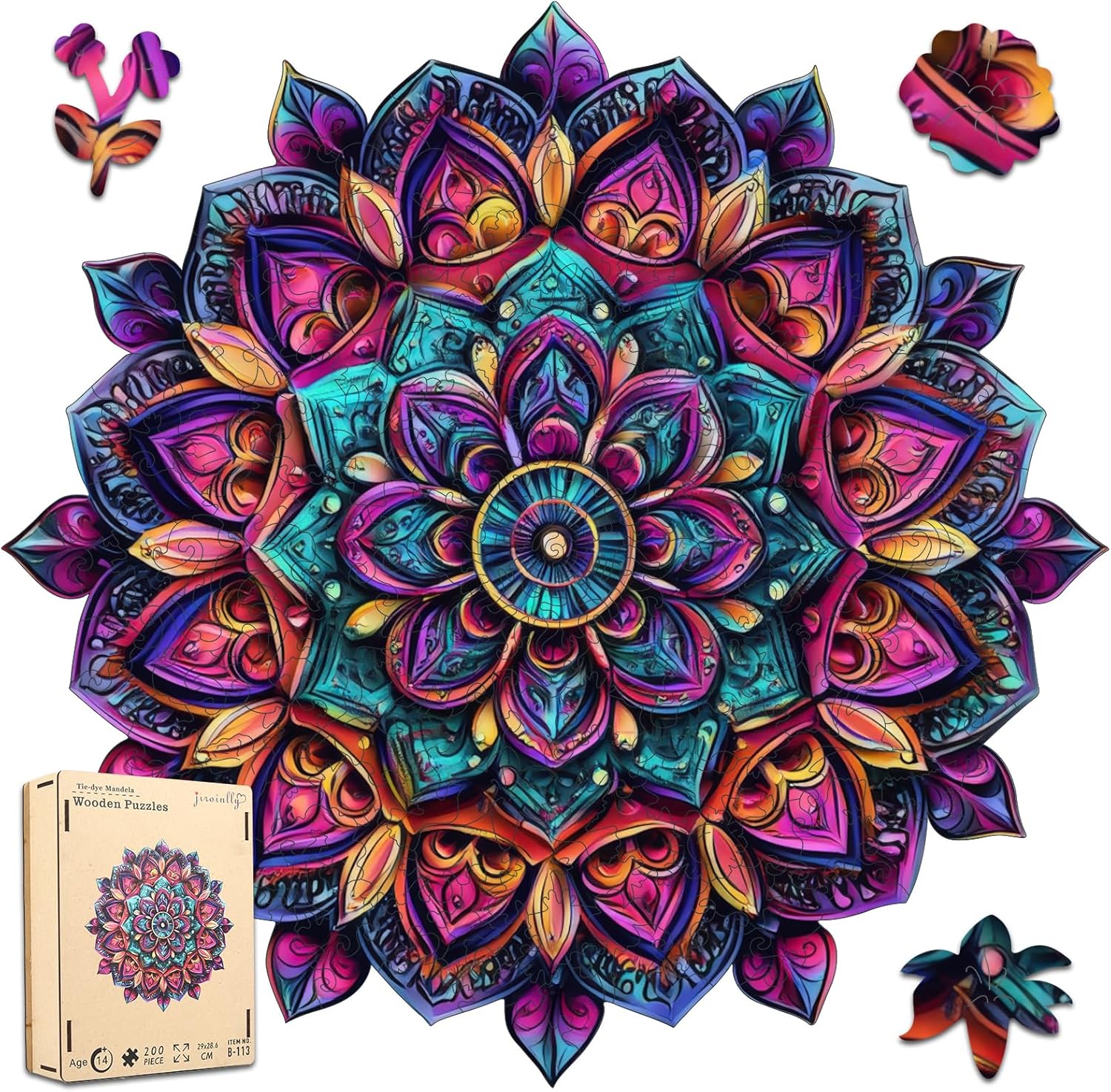 Wooden Jigsaw Puzzles, Mandela Wooden Puzzles for Adults, 500 Pcs King Size 16.8'' x 16.9'', Luxurious Shaped Wood Puzzle, Beautiful Package, Best Gift for Adults and Kids, Family Game