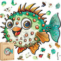 Wooden Puzzles for Kids, 100 Pieces Ocean Puzzle, Unique Fish Shaped Wooden Puzzle, Preschool Puzzle Toys, Give Your Kids/Grandchildren, Suitable for Family Games