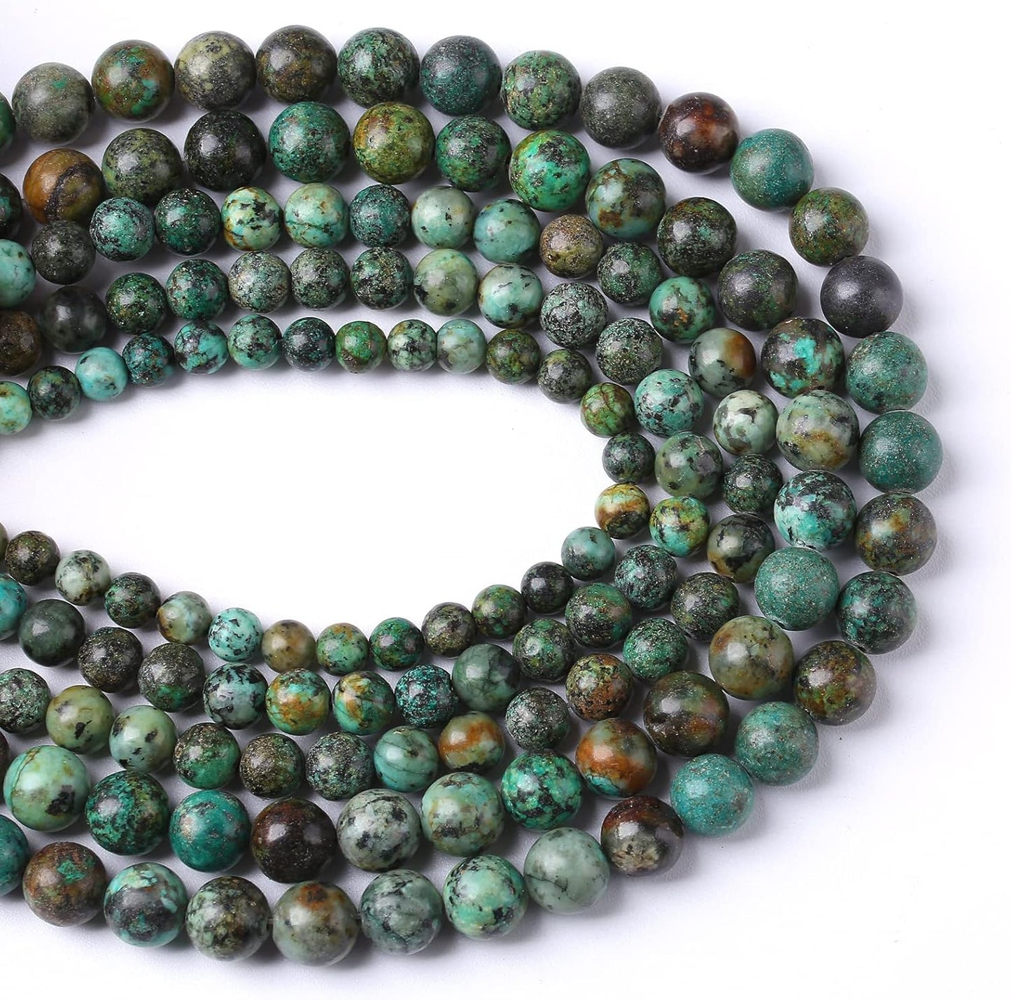 6mm 120pcs Natural African Turquoise Stone Beads for Jewelry Making Round Loose Gemstone Beads DIY Bracelet Necklace Earrings 32" 2 Strands