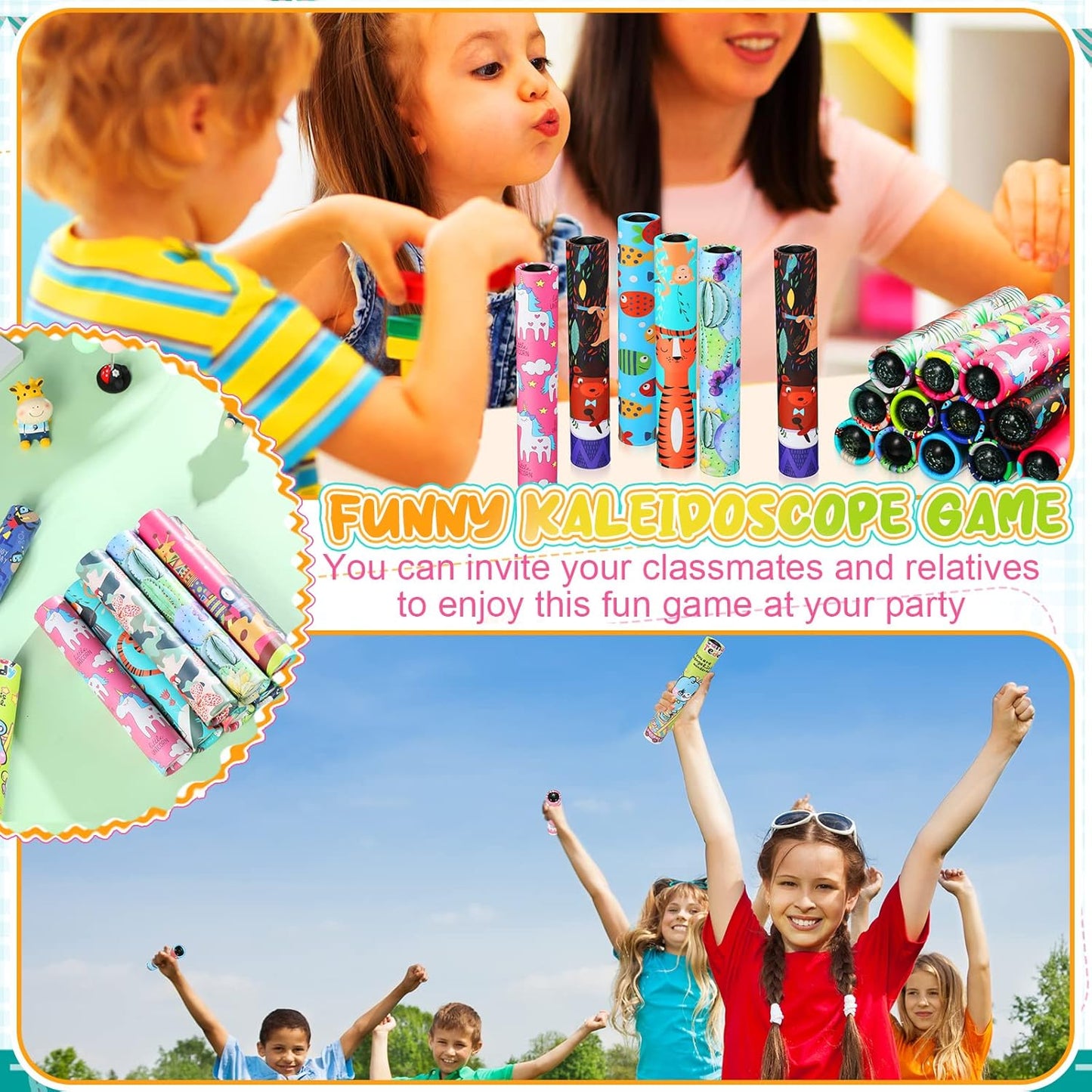 60 Pcs Classic Kaleidoscope Educational Kaleidoscope Toy Return Gift Vintage Educational Toys Party Bag Fillers School Classroom Prizes for Adult Teen Party Carnival Prize, Random Style (Cute Style)