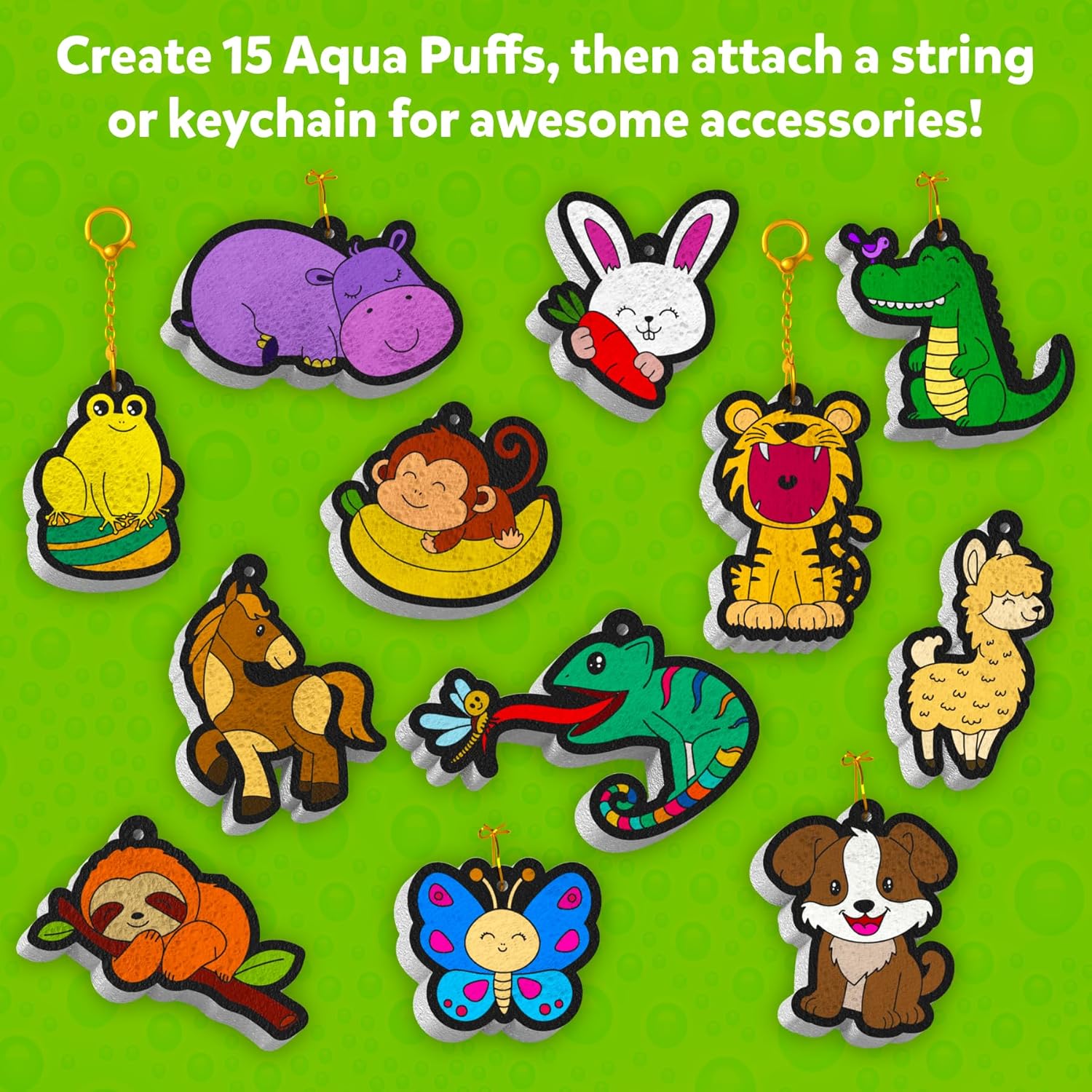 Skillmatics 3D Art Kit - Aqua Puffs Animals, Mess-Free Paint by Number Craft for Kids, DIY Color & Inflate Activity, Travel & Creative Gift for Girls & Boys Ages 4, 5, 6, 7, 8, 9, 10
