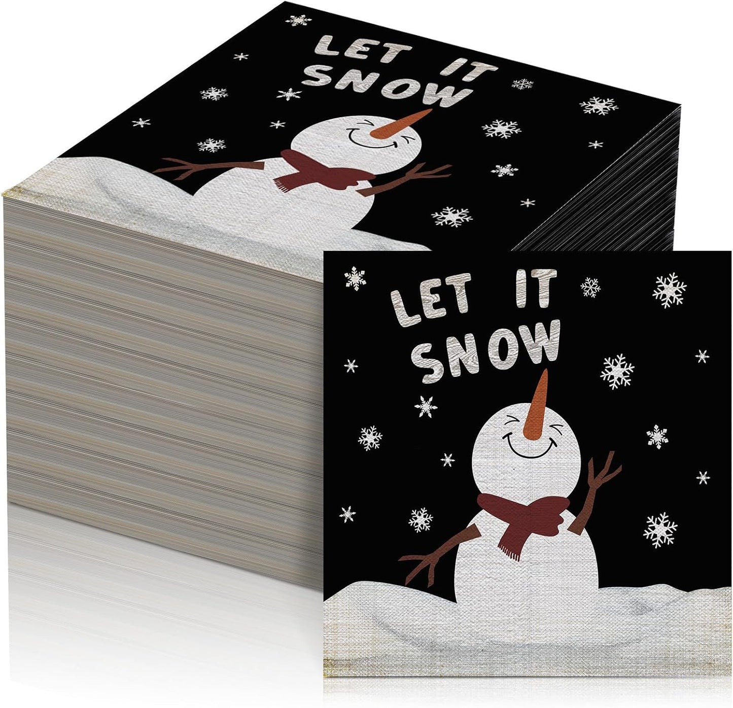 60 Pcs Snowman Cocktail Paper Napkins 6. 5 x 6. 5 Inches Disposable Paper Napkins Dessert Beverage Napkin for Decoupage Luncheon Napkin for Party Wedding Birthday