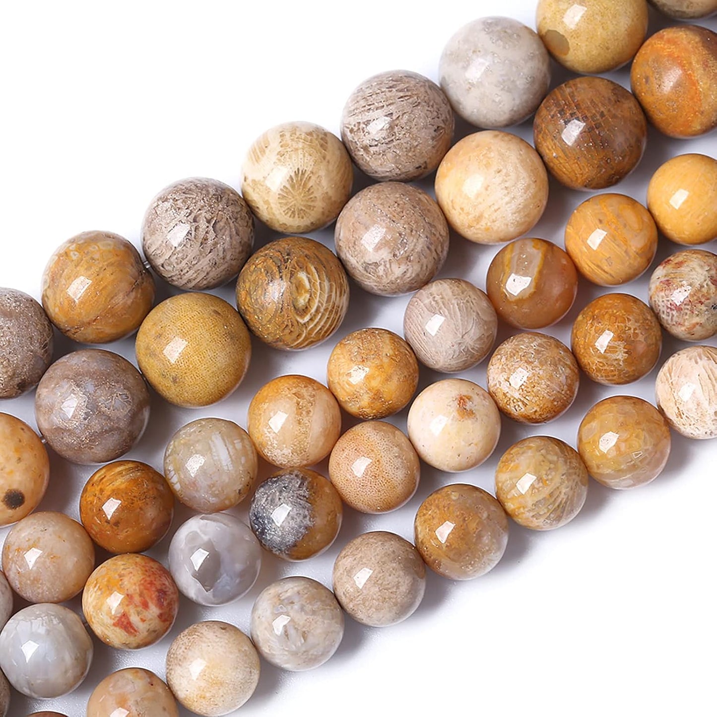 180pcs 4mm Natural Coral Jade Chrysanthemum Stone Beads Round Loose Beads for Jewelry Making,DIY Bracelet Necklace 32" 2 Strands
