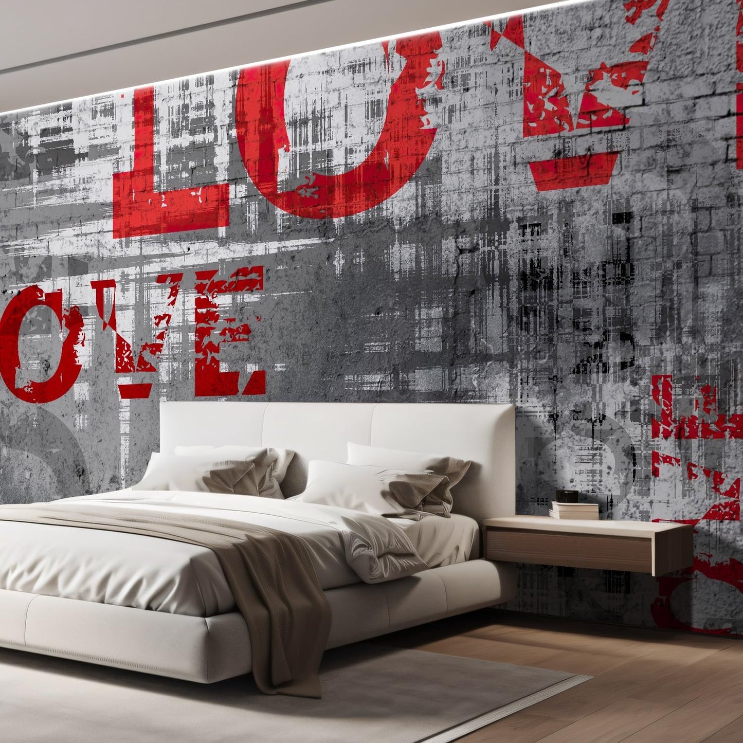 wall26 Wall Sticker/Wall Mural Love Letters Graffiti, Not Peel and Stick, Non-Woven Wallpaper Decorative for Bedroom, Living Room, Office - 99x96 inches