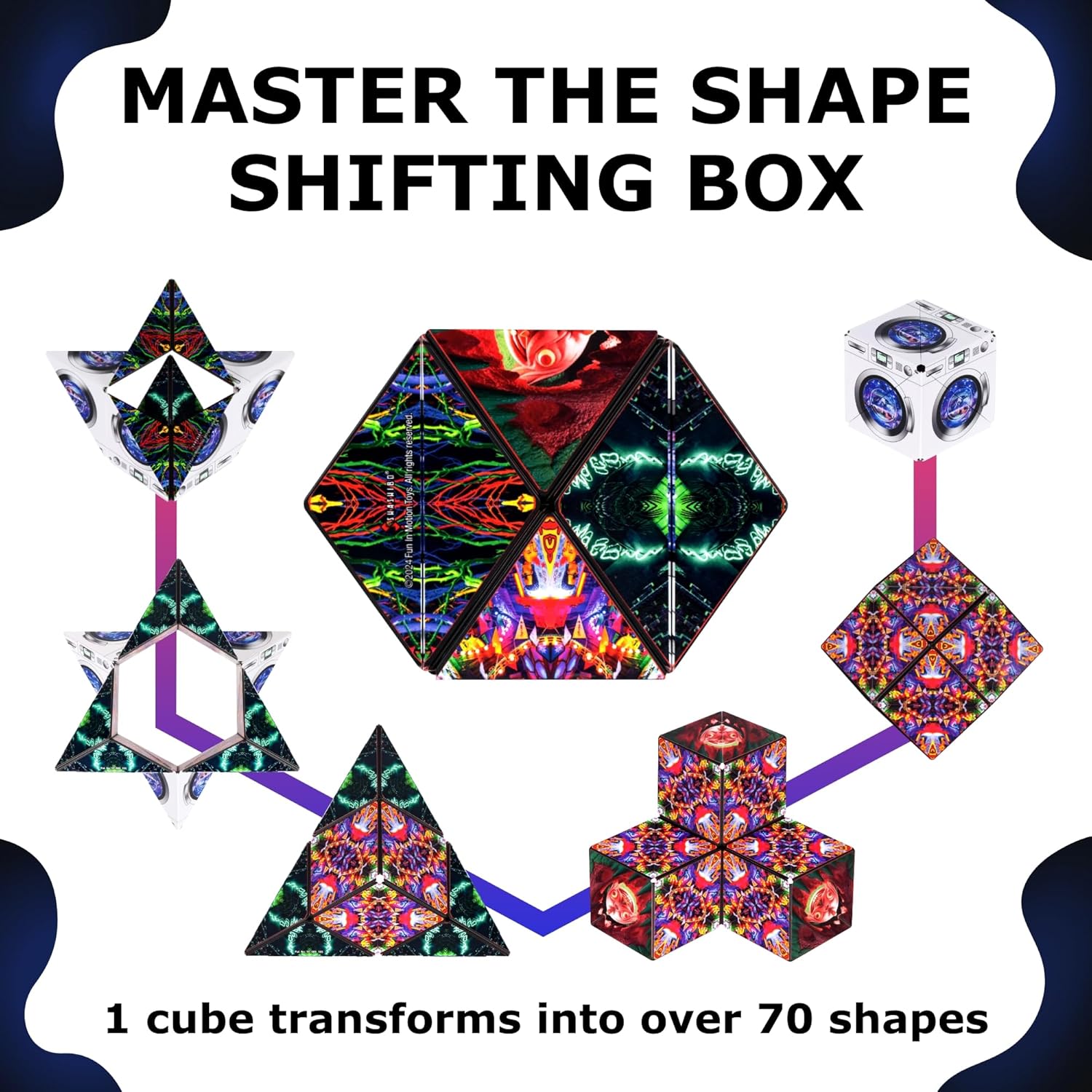 SHASHIBO Shape Shifting Box - Award-Winning Fidget Toy w/ 36 Rare Earth Magnets - Fidget Cube Transforms Into Over 70 Shapes, Sensory Toy Gift for Kids, Teens, and Adults (Dryer Portal)