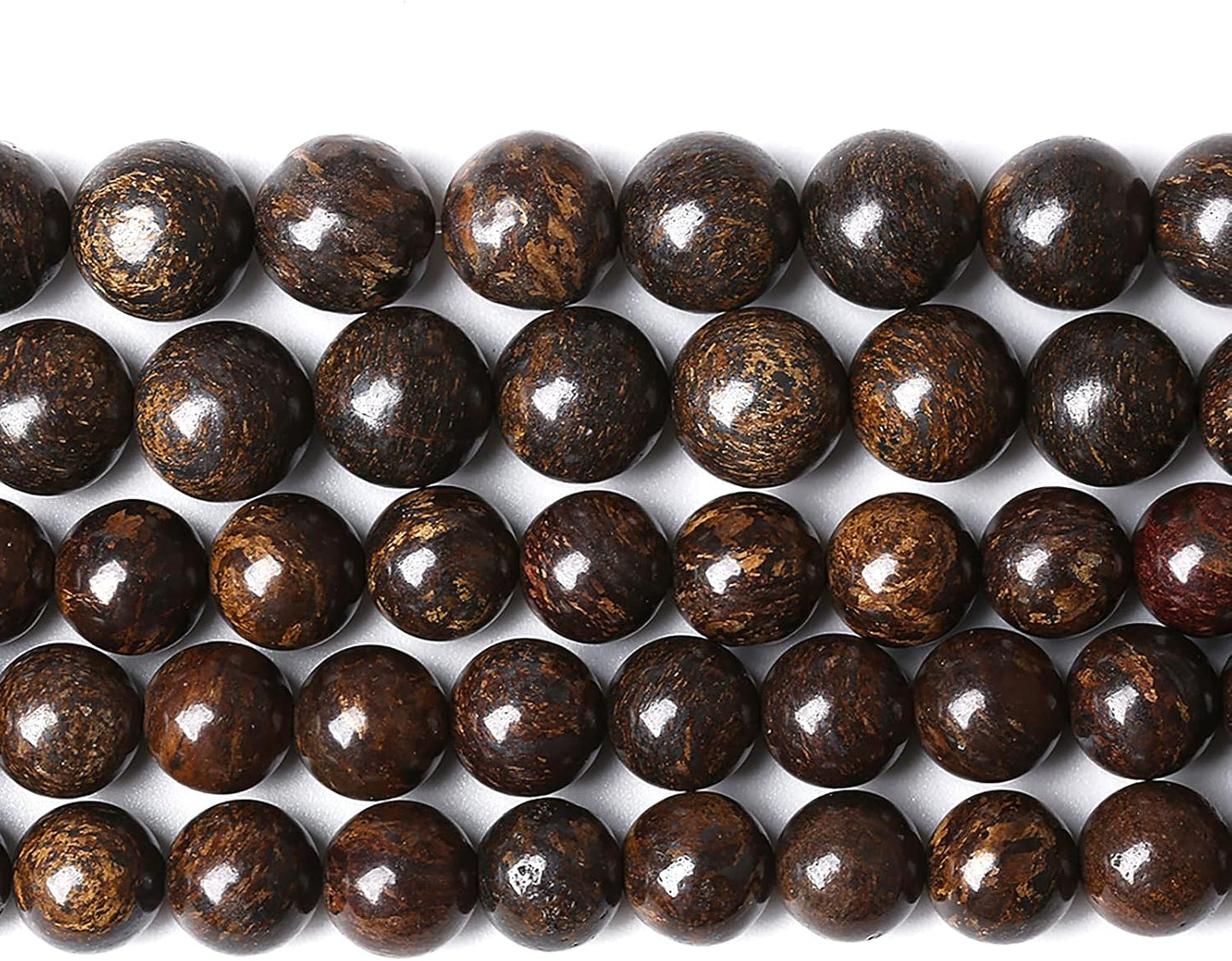 45pcs 8mm Natural Stone Beads Brown Bronzite Gemstone Round Loose Beads for Jewelry Making DIY Bracelet Necklace