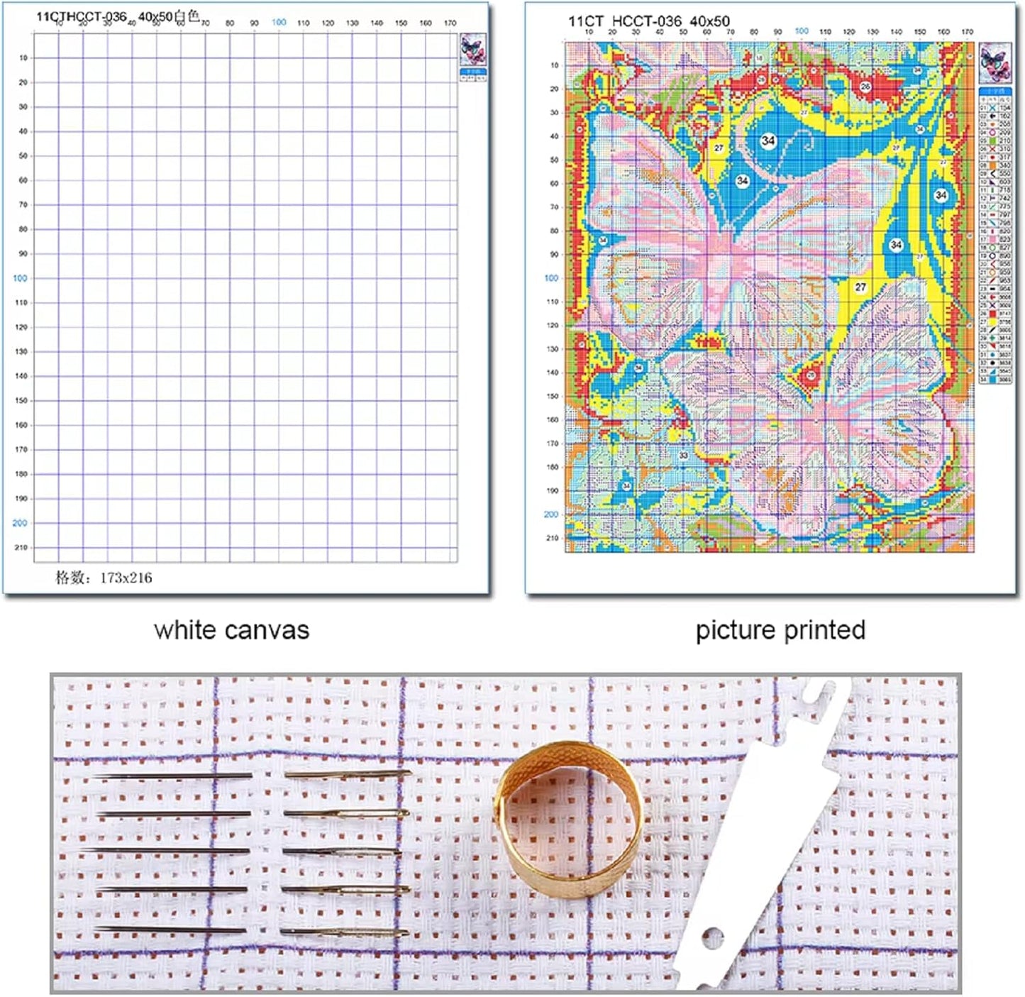 Redxing Stamped Cross Stitch Kits Full Range of Embroidery Starter Kits- Needlepoint Counted Cross Stitch Kits for Beginner Adults 11CT Printed Embroidery Kit-Auspicious Phoenix 16x20 inch