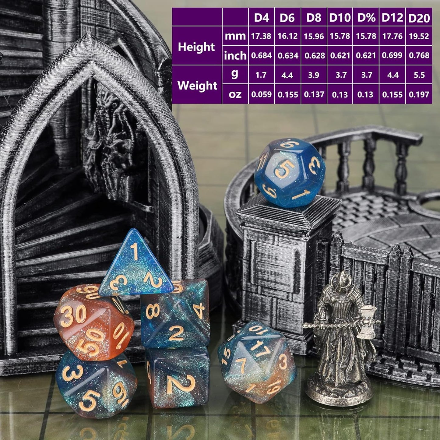 Coyeekn 7 x 7 DND Dice Set, (49 Pieces) Polyhedron Dice for Dungeons & Dragons RPG MTG DND Tabletop Game with 1 Pouch