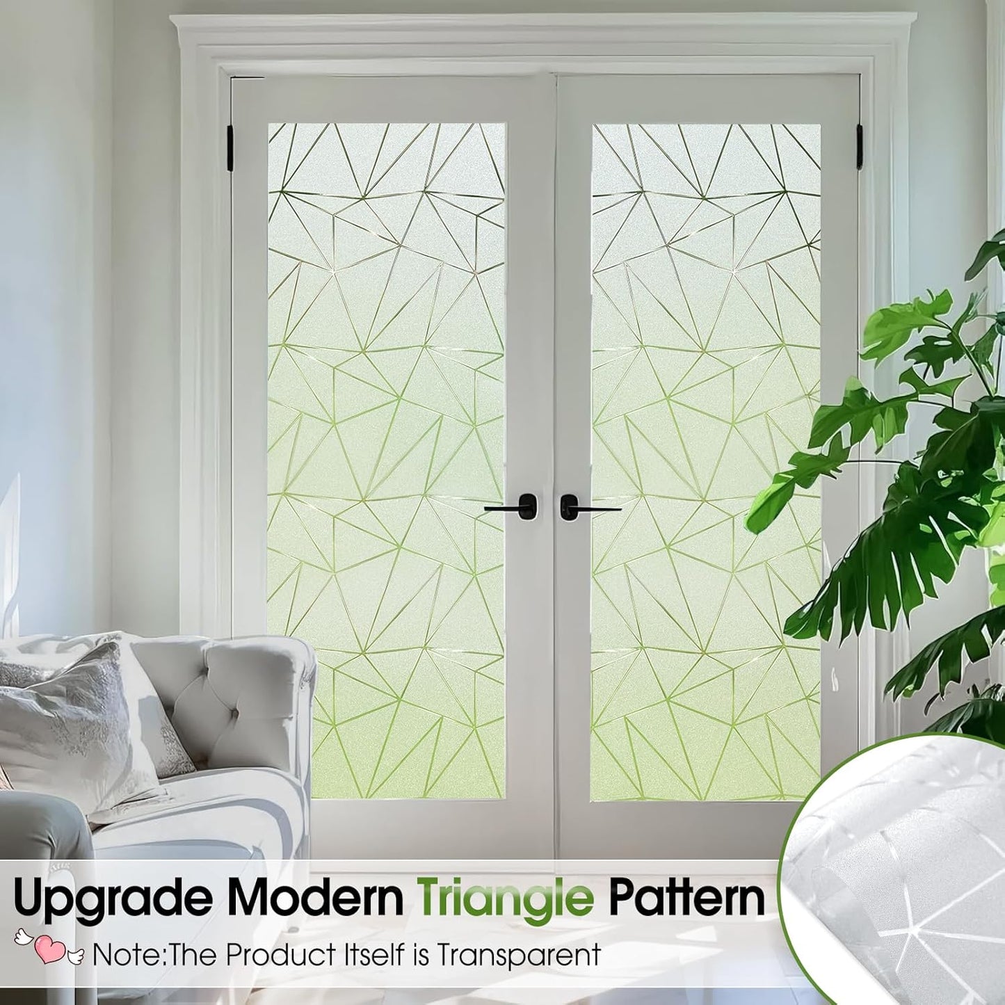 Coavas Window Privacy Film, Frosted Glass Static Cling, Decorative for Bathroom Door Covering, UV Blocking Window Cling, Non-Adhesive Vinyl Sticker, Day and Night Windows Tint for Home, 23.6x118.1 in