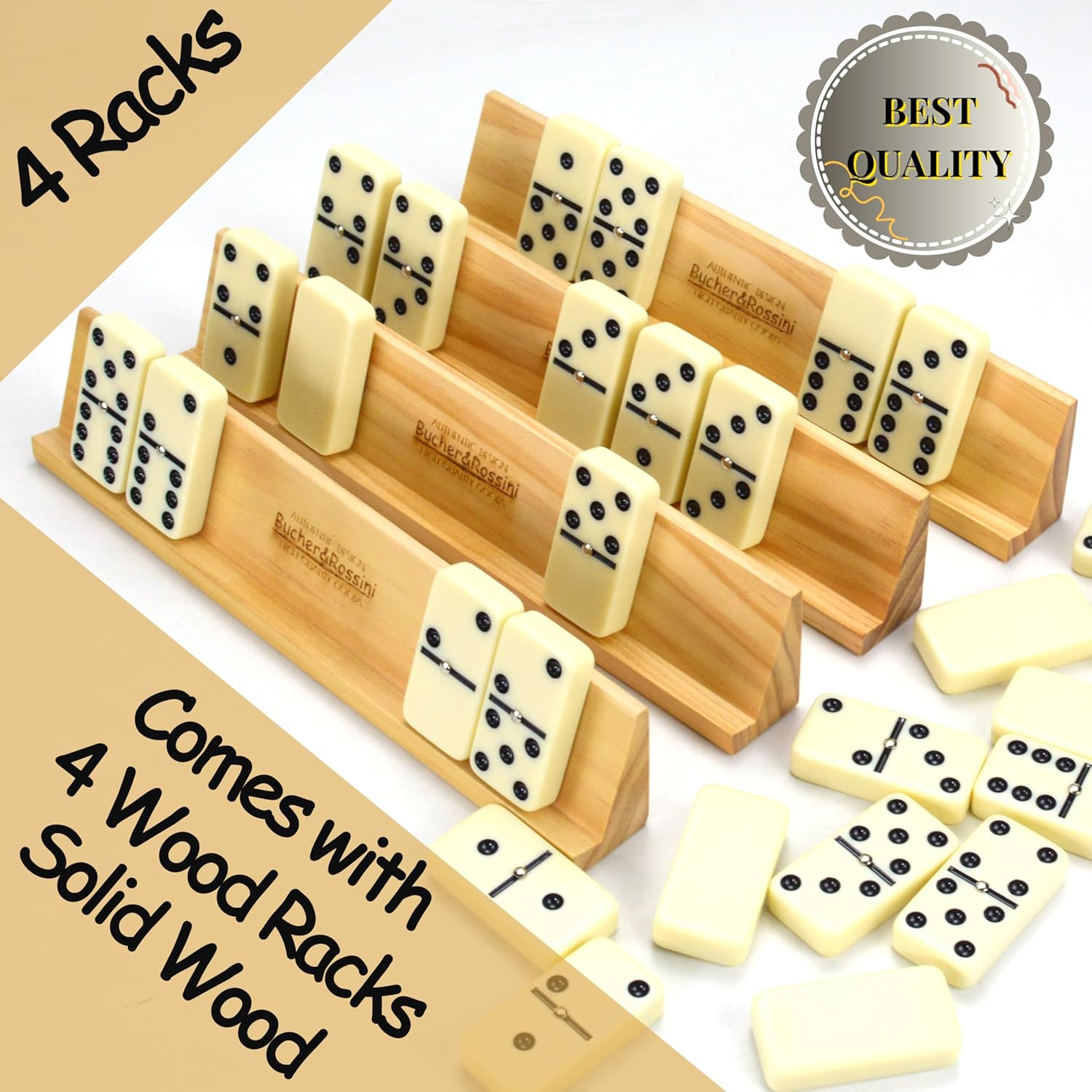 Dominos Set Adults with 4 Domino Racks Double Six Dominoes set in Portable Case Double 6 Domino's Game Set with 4 Wooden Domino Holders in EVA Hard Case Sturdy and easy to carry Ideal Gift Present