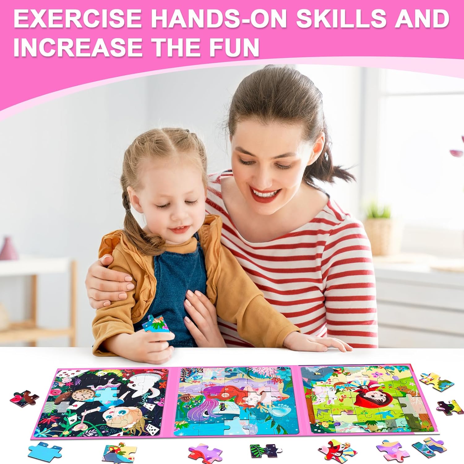 Magnetic Puzzles for Kids Ages 3-5, 3 in 1 Toddler Fairy Jigsaw Puzzle Book, Kids Travel Puzzles Toys, Preschool Learning Toy for Kids 3-8 Year (Fairy Tales)