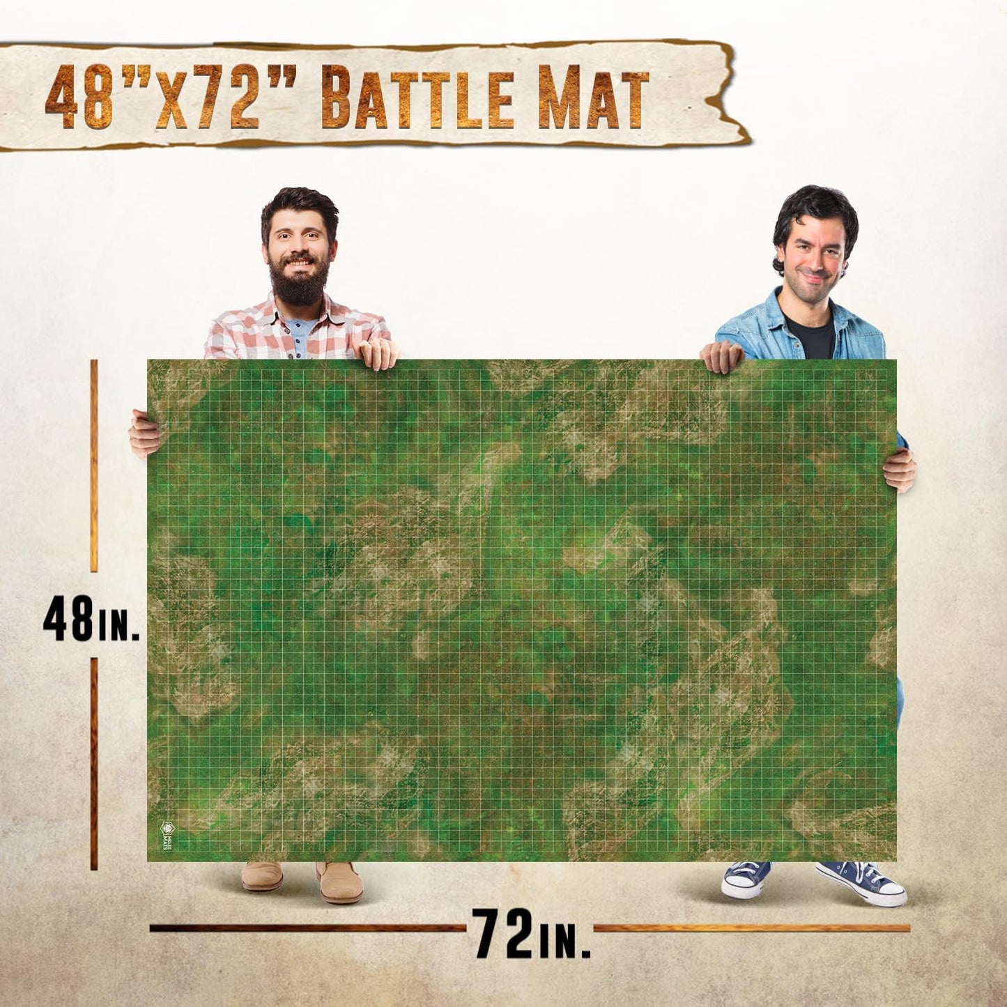 Battle Game Mat for DND - [48" x 72"] Wargaming Tabletop Map - Gaming Board for Warhammer 40k, Dungeons and Dragons, Wargame RPG - Vinyl Gaming Grass Terrain