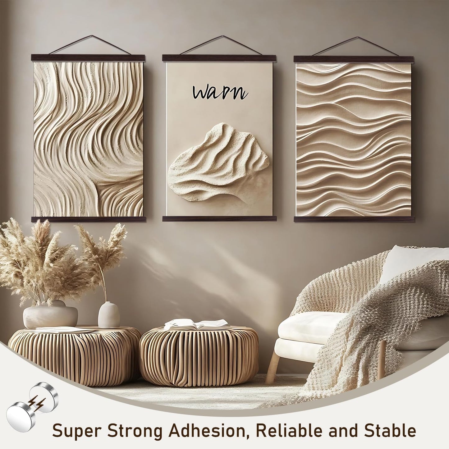 Artmag Magnetic Poster Hanger Frame, 23x35 23x34 23x23 Light Wood Wooden Magnet Canvas Artwork Print Poster Hangers Frames Hanging Kit (Walnut, 23")