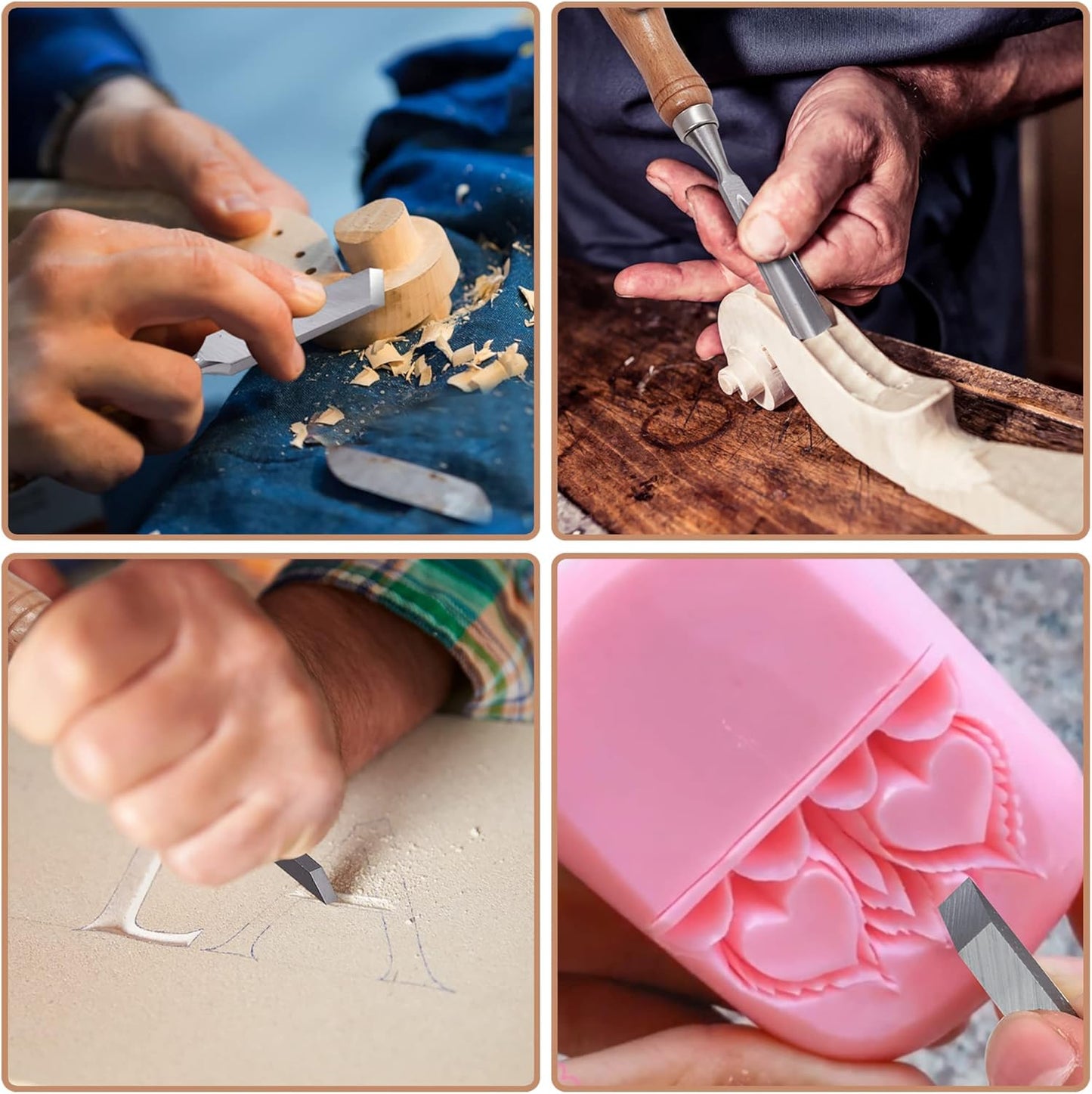 SELFIE CAT 12 Piece Wood Chisel Set for Woodworking Tools Wood Carving Tools with Wooden Case Wood Carving Kit for Beginners and Professionals