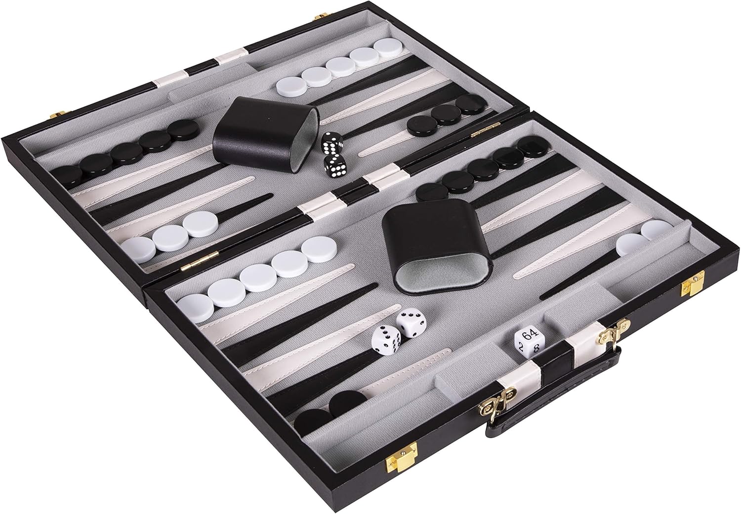 Backgammon Set 18 inch, Large - Classic Board Game for Adults and Kids with Premium Leather Case - Includes Strategy & Tip Guide (Black)